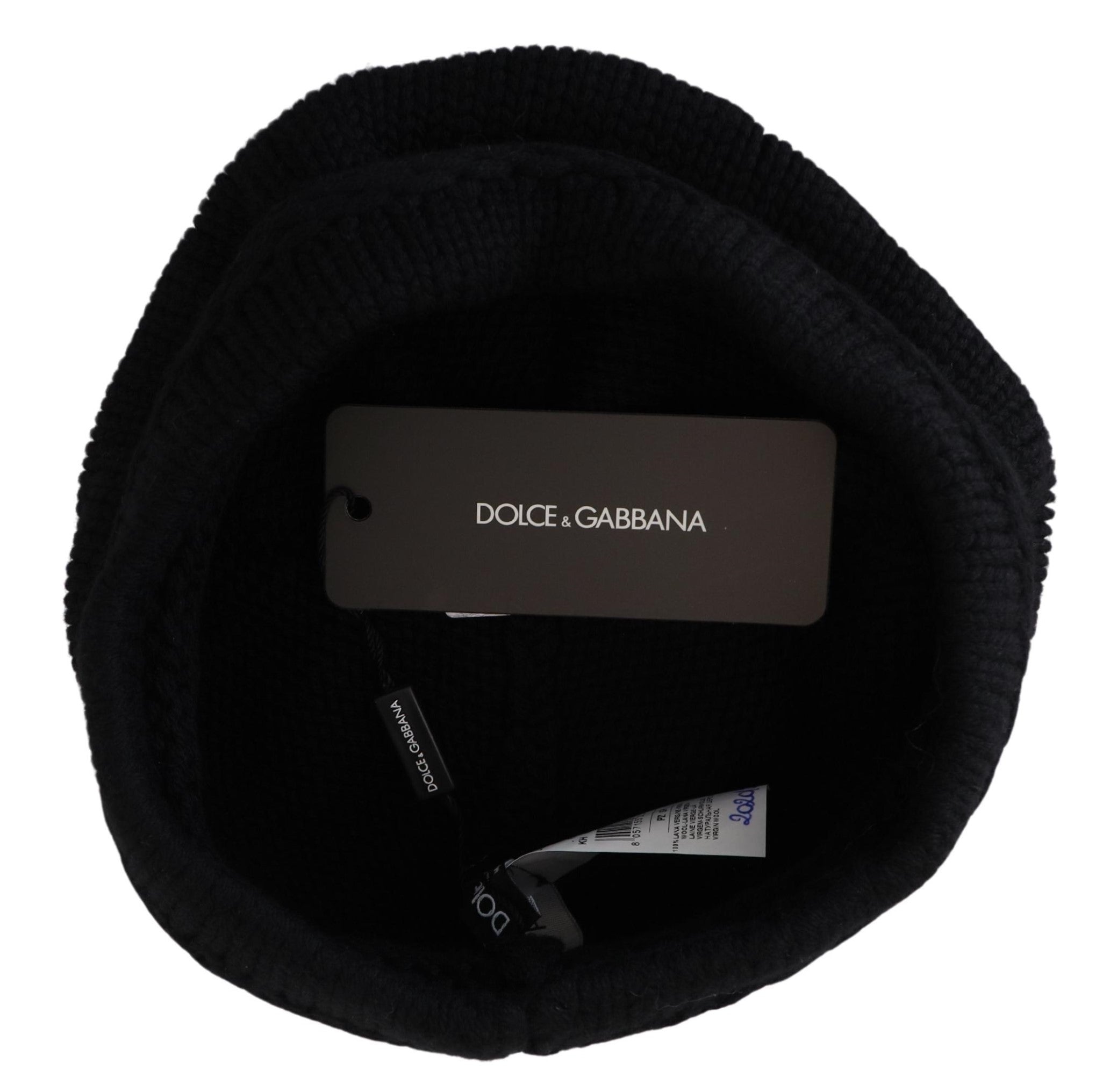 Căciulă Dolce & Gabbana Elegant Black Beanie din lână virgină