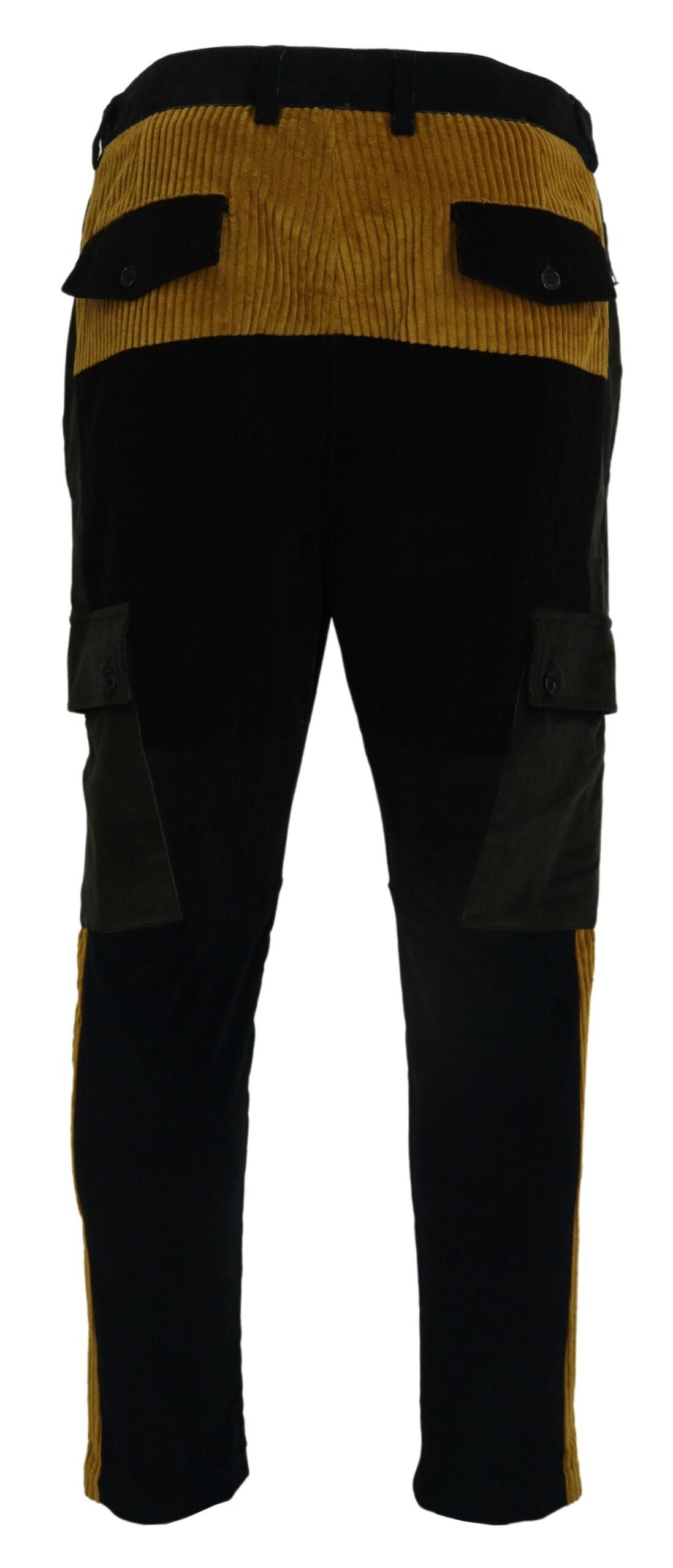 Dolce & Gabbana Elegante schwarze konische Hose mit gelbem Akzent