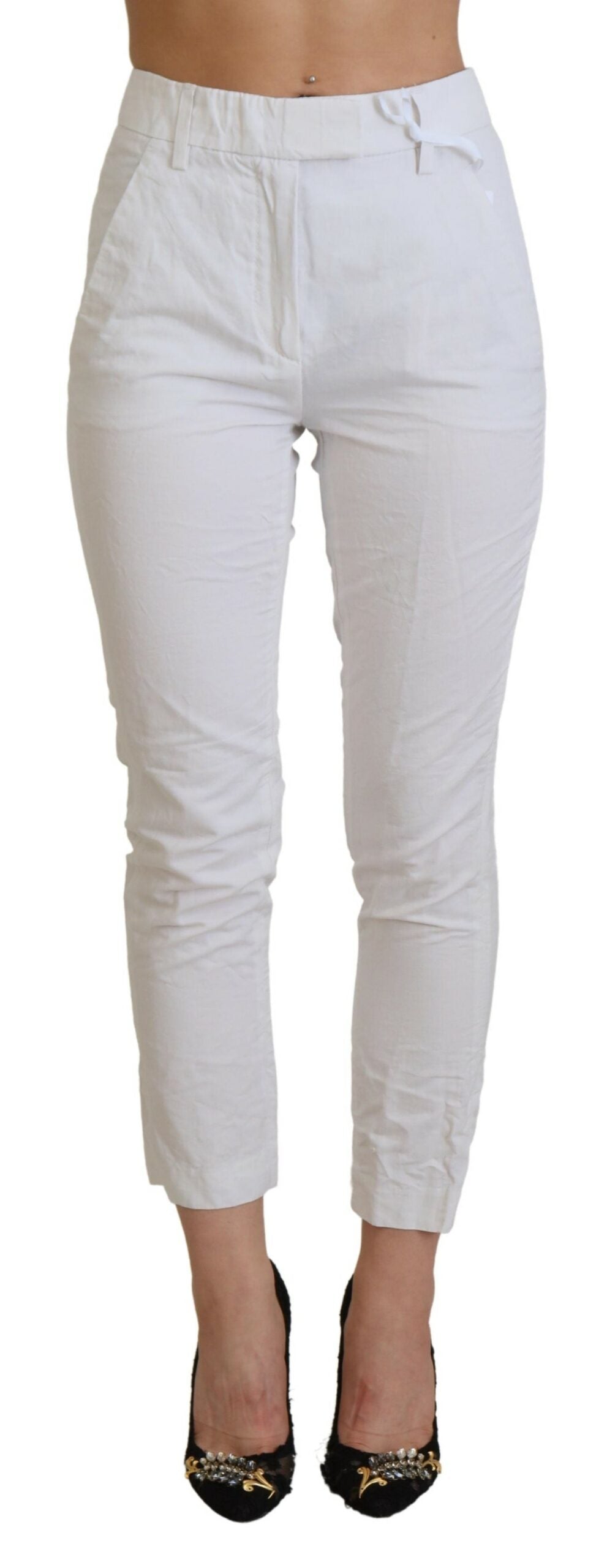 Dondup Elegante, hoch taillierte, konische weiße Hose
