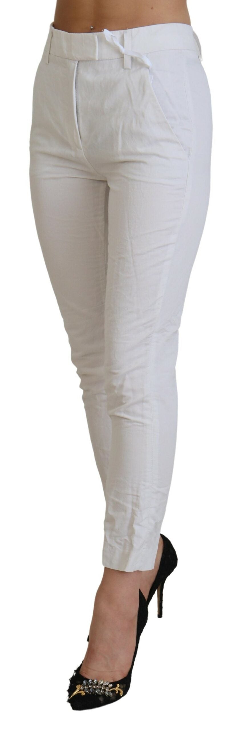 Dondup Elegante, hoch taillierte, konische weiße Hose