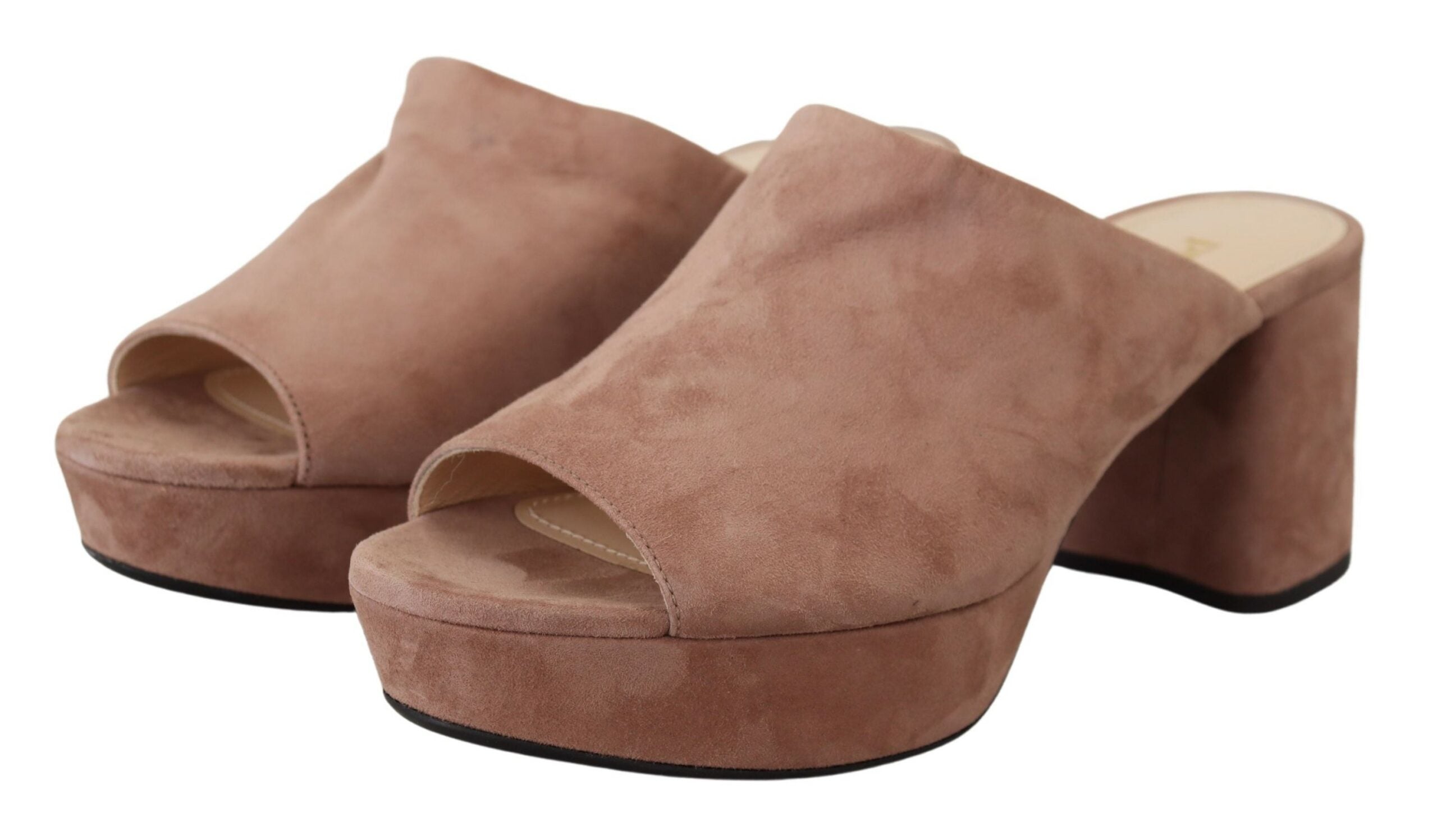 Tocuri elegante din piele întoarsă roz închis Prada