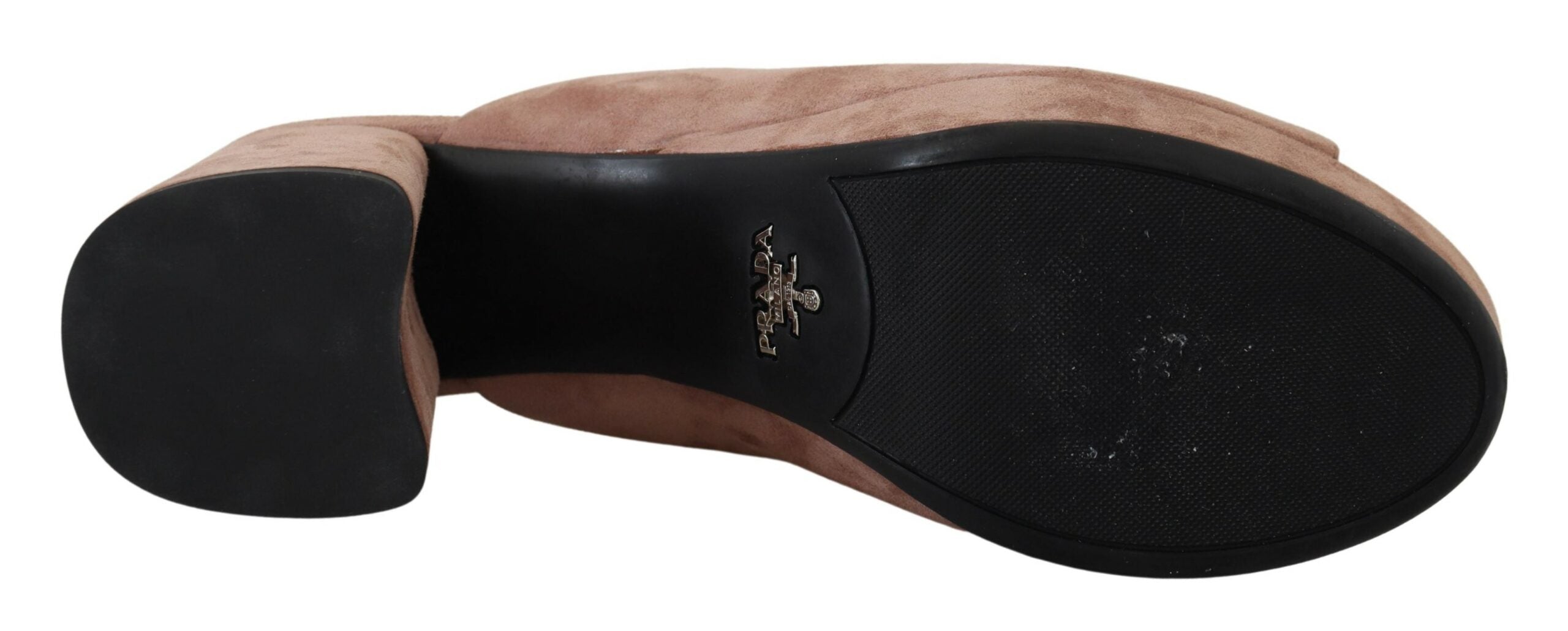 Tocuri elegante din piele întoarsă roz închis Prada