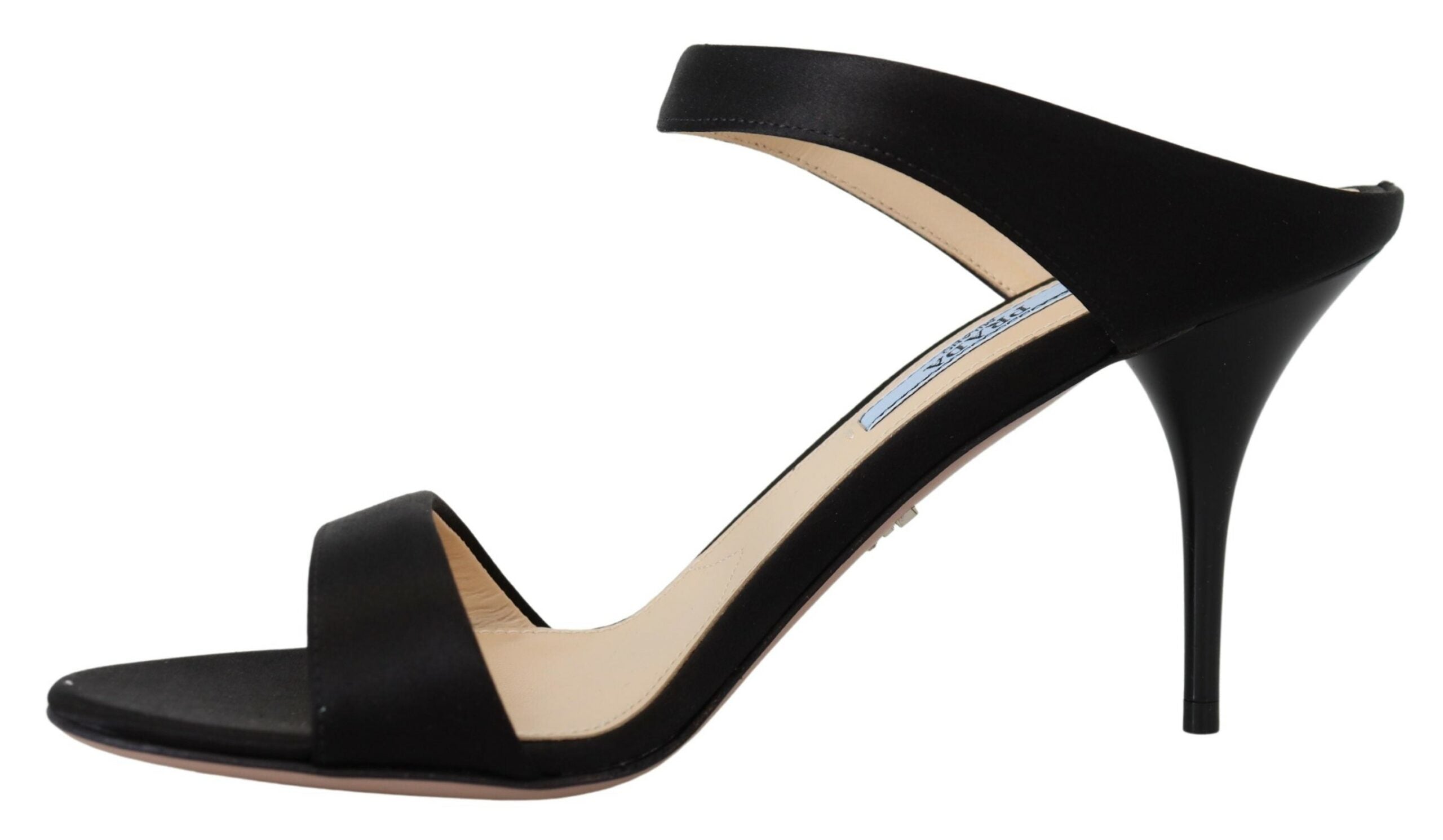 Pantofi cu toc eleganti din piele neagră Prada