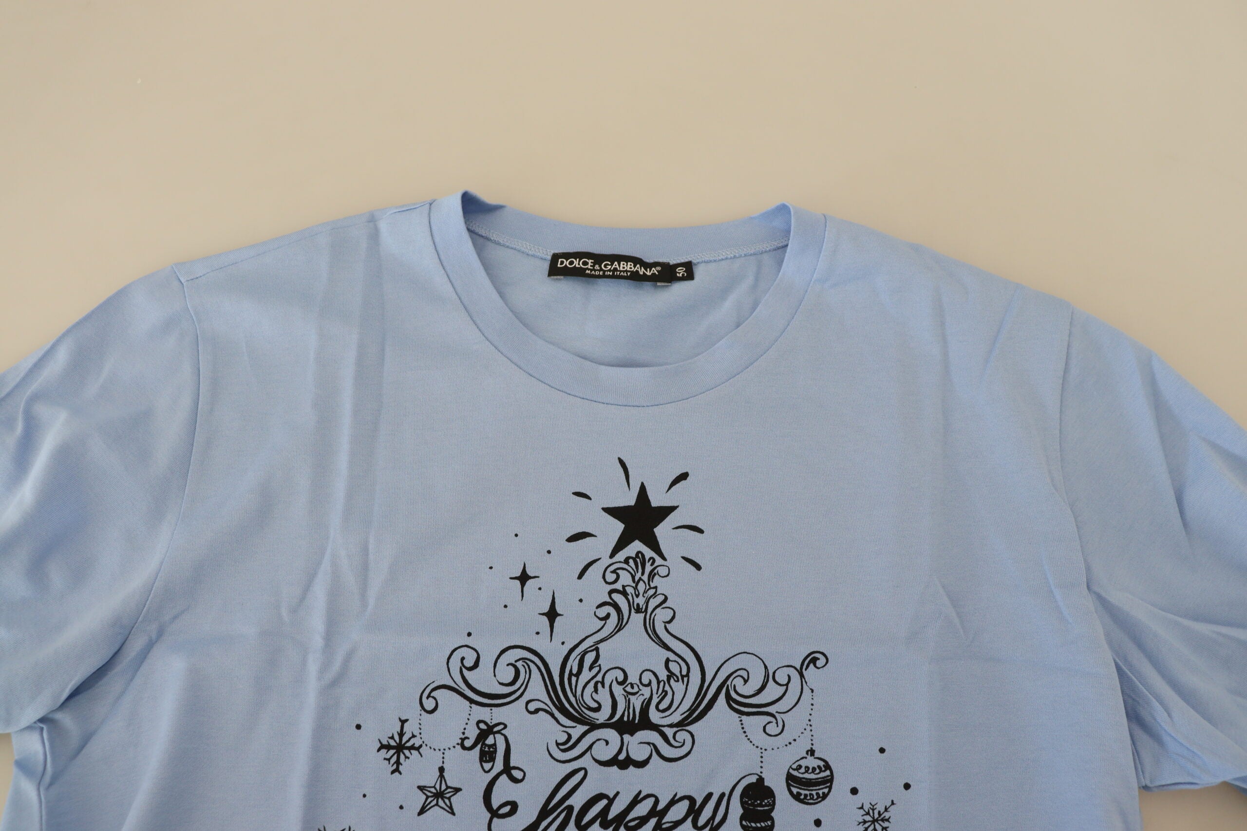 Tricou elegant din bumbac albastru deschis Dolce & Gabbana
