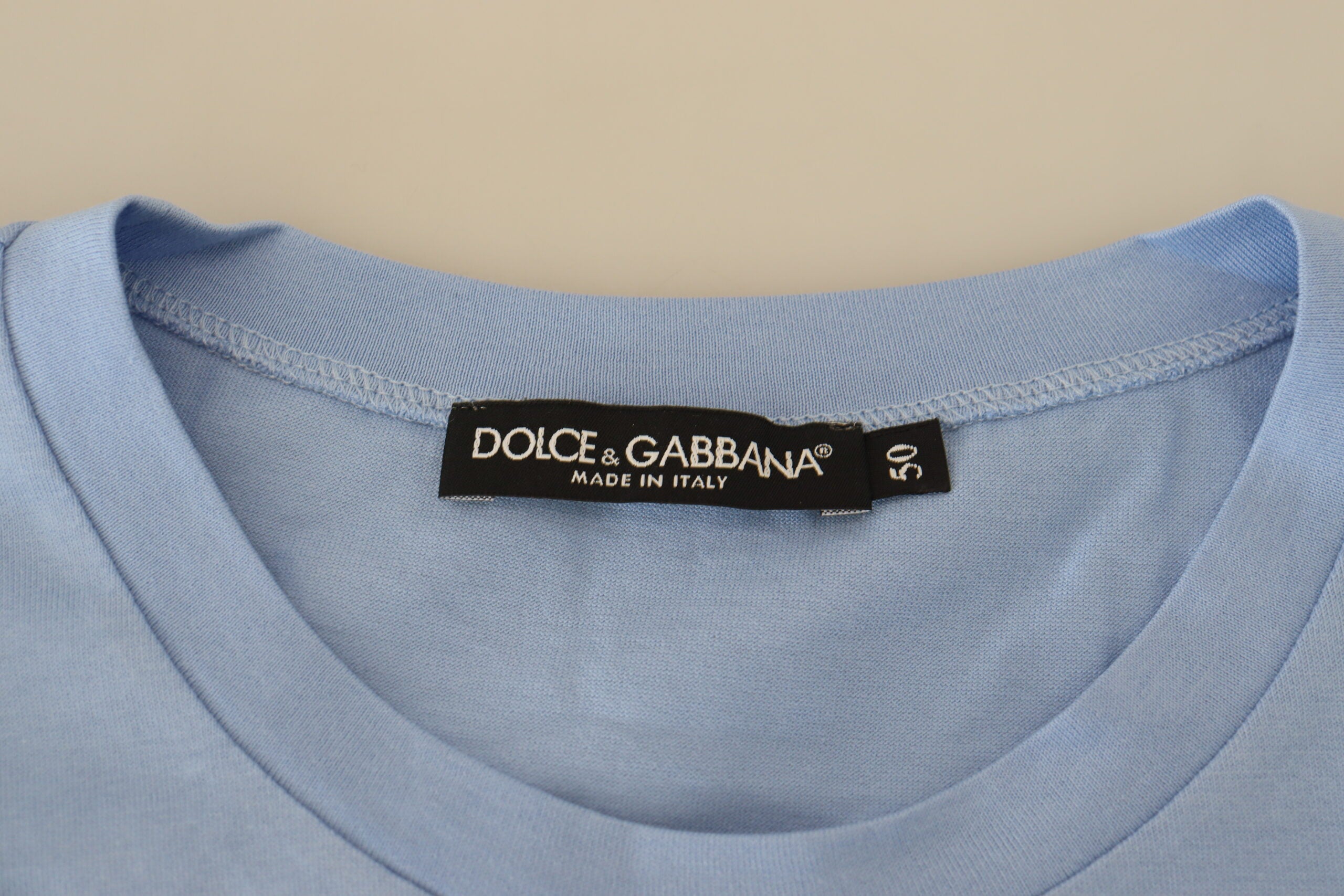 Tricou elegant din bumbac albastru deschis Dolce & Gabbana