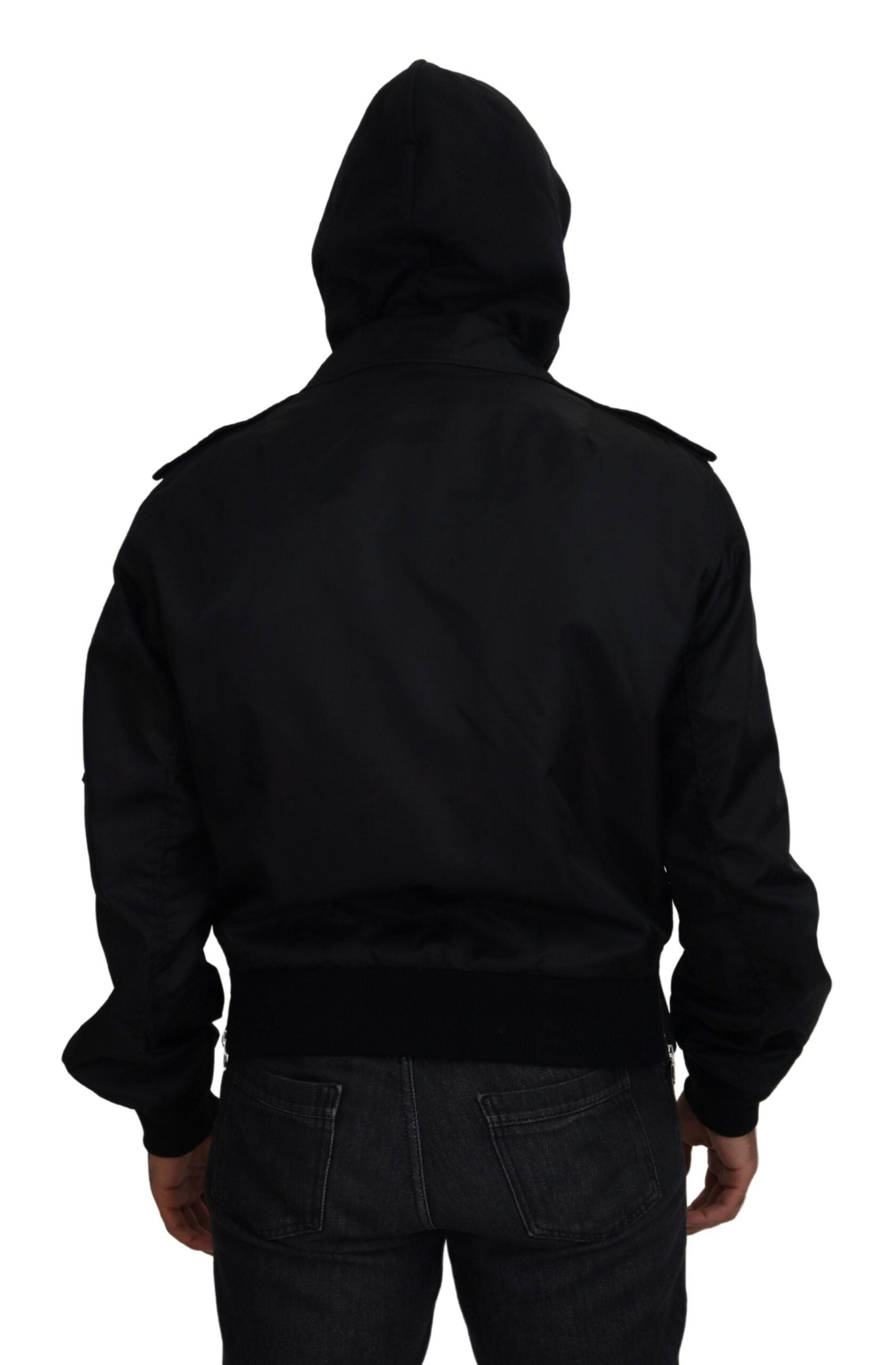 Dolce & Gabbana Jachetă bomber elegantă cu glugă neagră