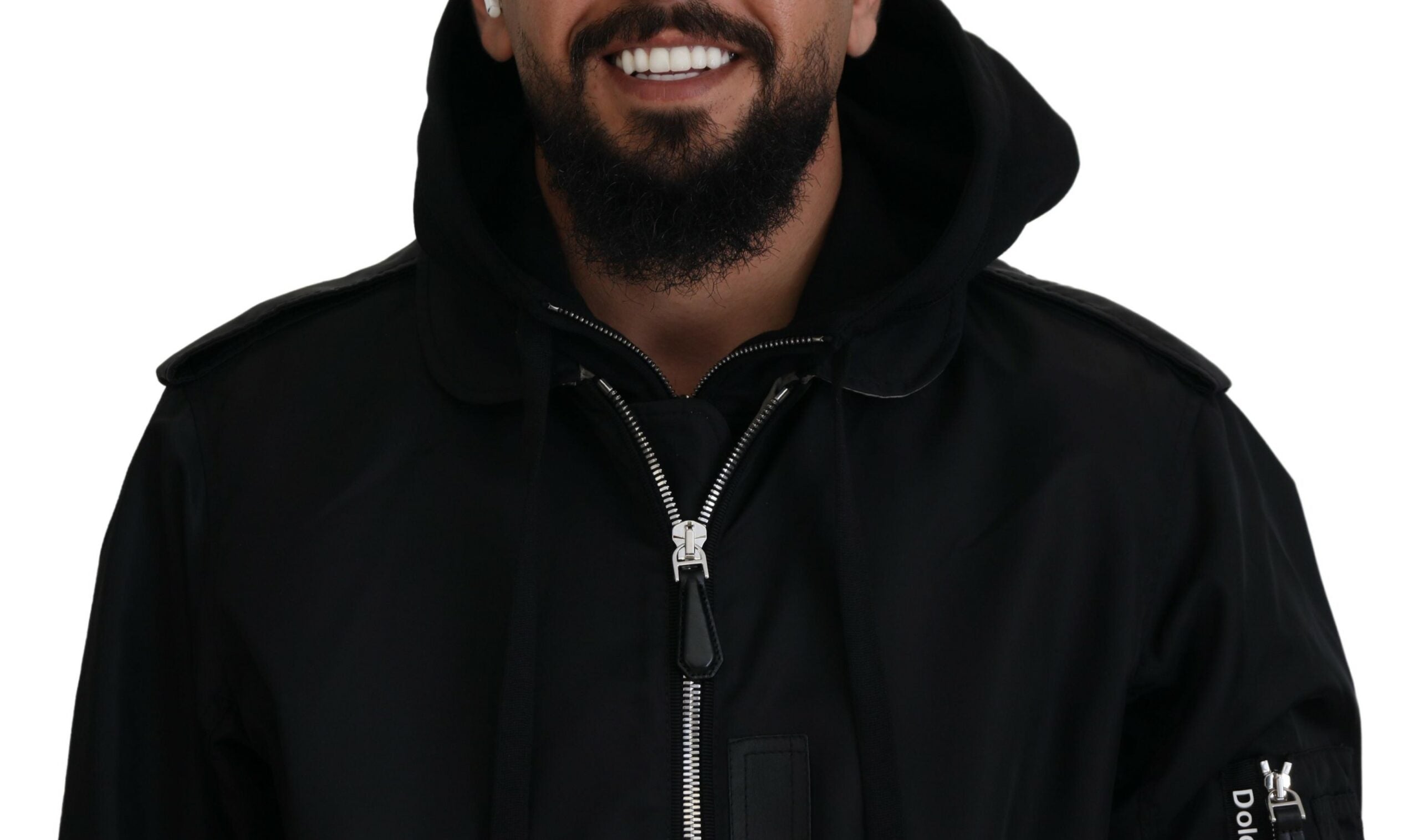 Dolce & Gabbana Jachetă bomber elegantă cu glugă neagră