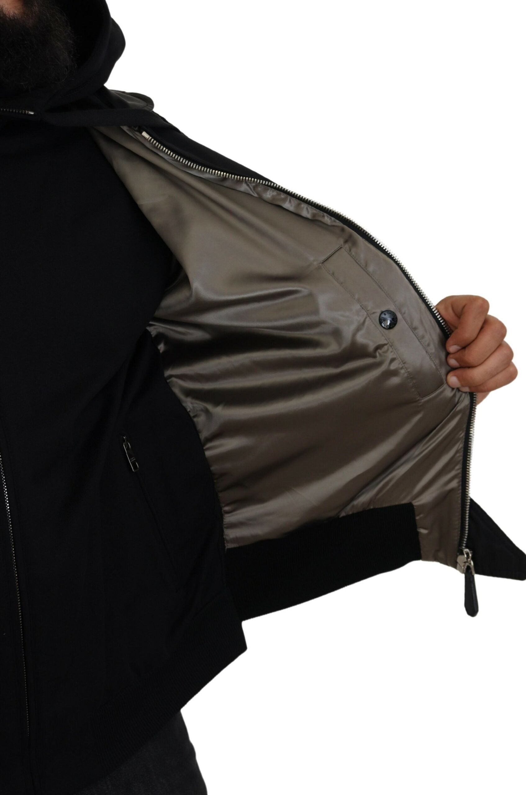 Dolce & Gabbana Jachetă bomber elegantă cu glugă neagră