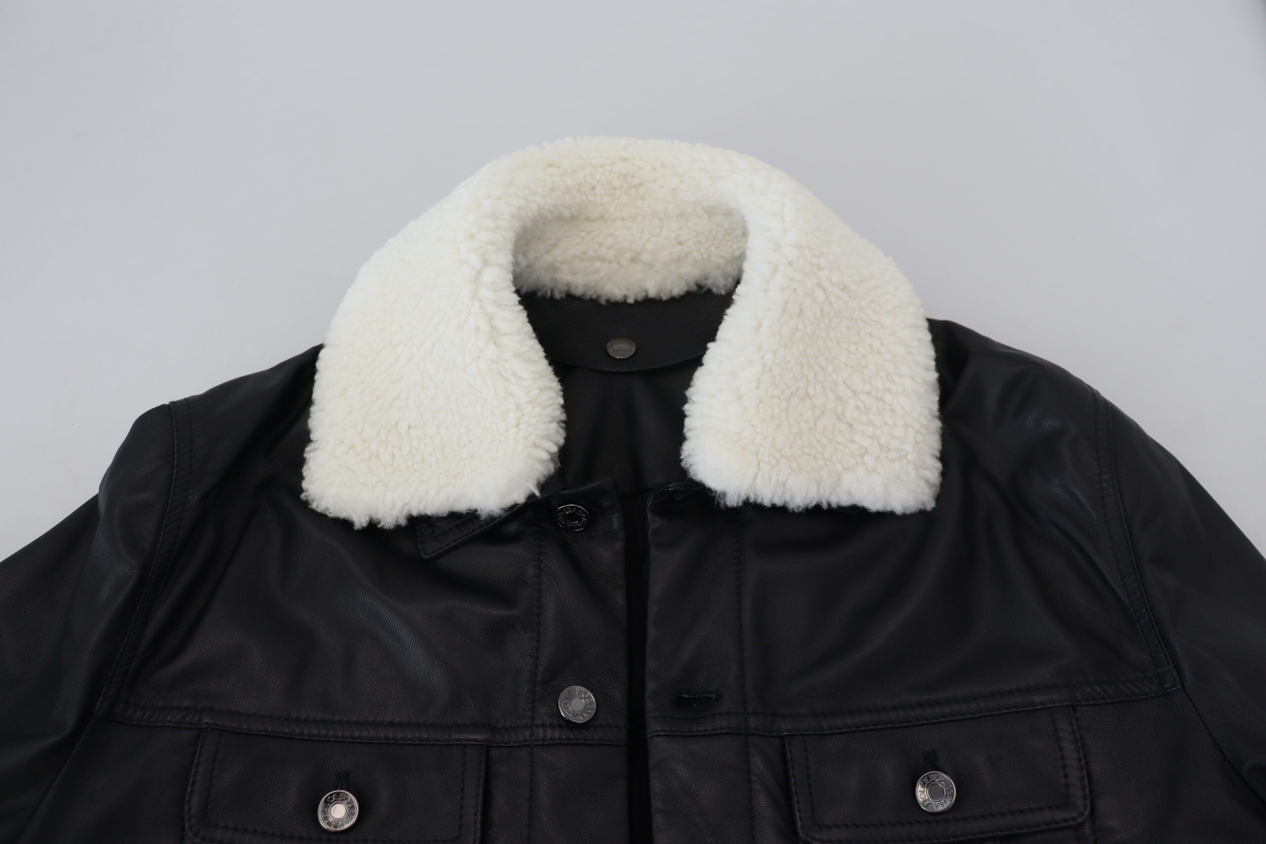 Jachetă bomber elegantă din piele neagră Dolce & Gabbana