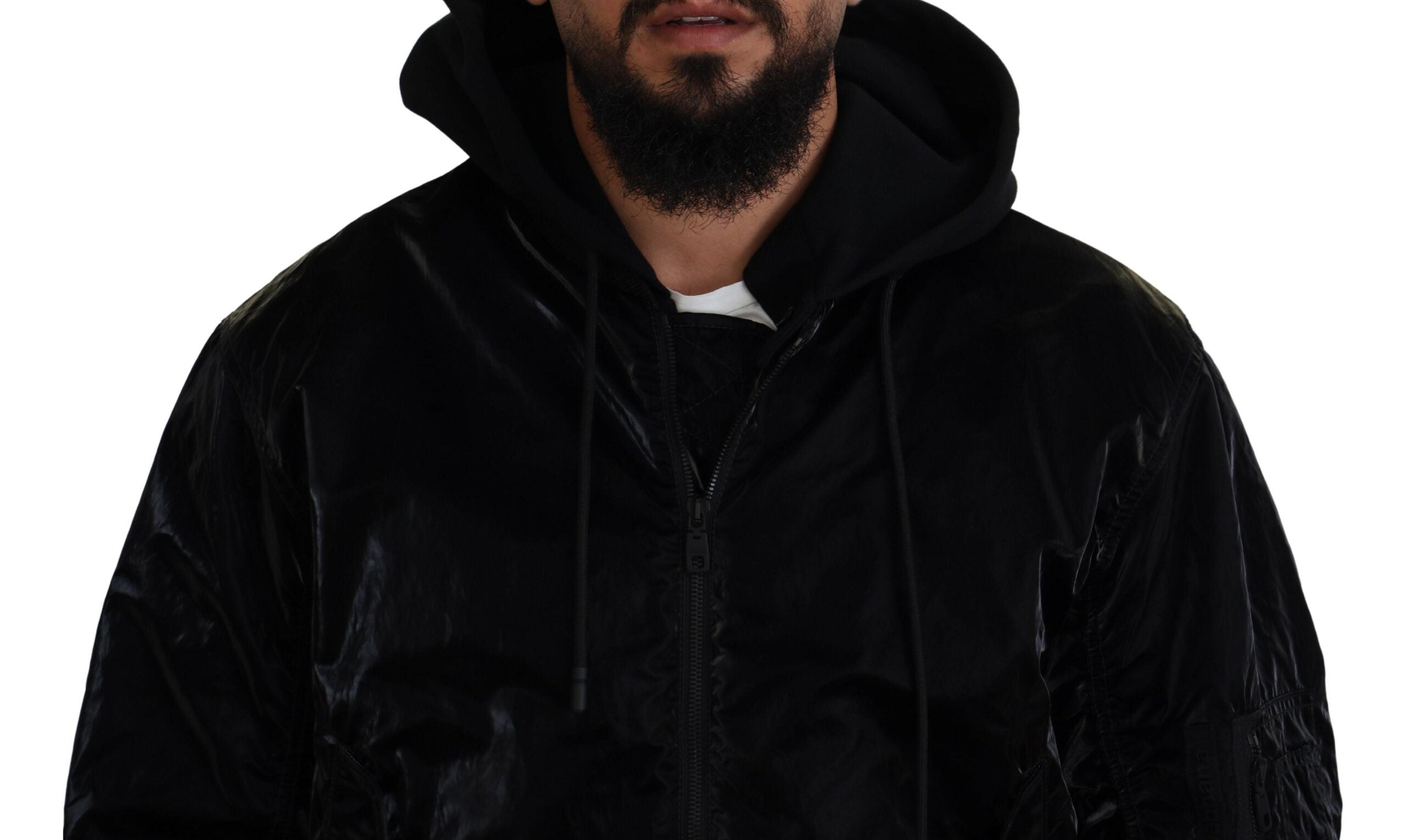 Dolce & Gabbana Jachetă elegantă cu glugă bomber neagră