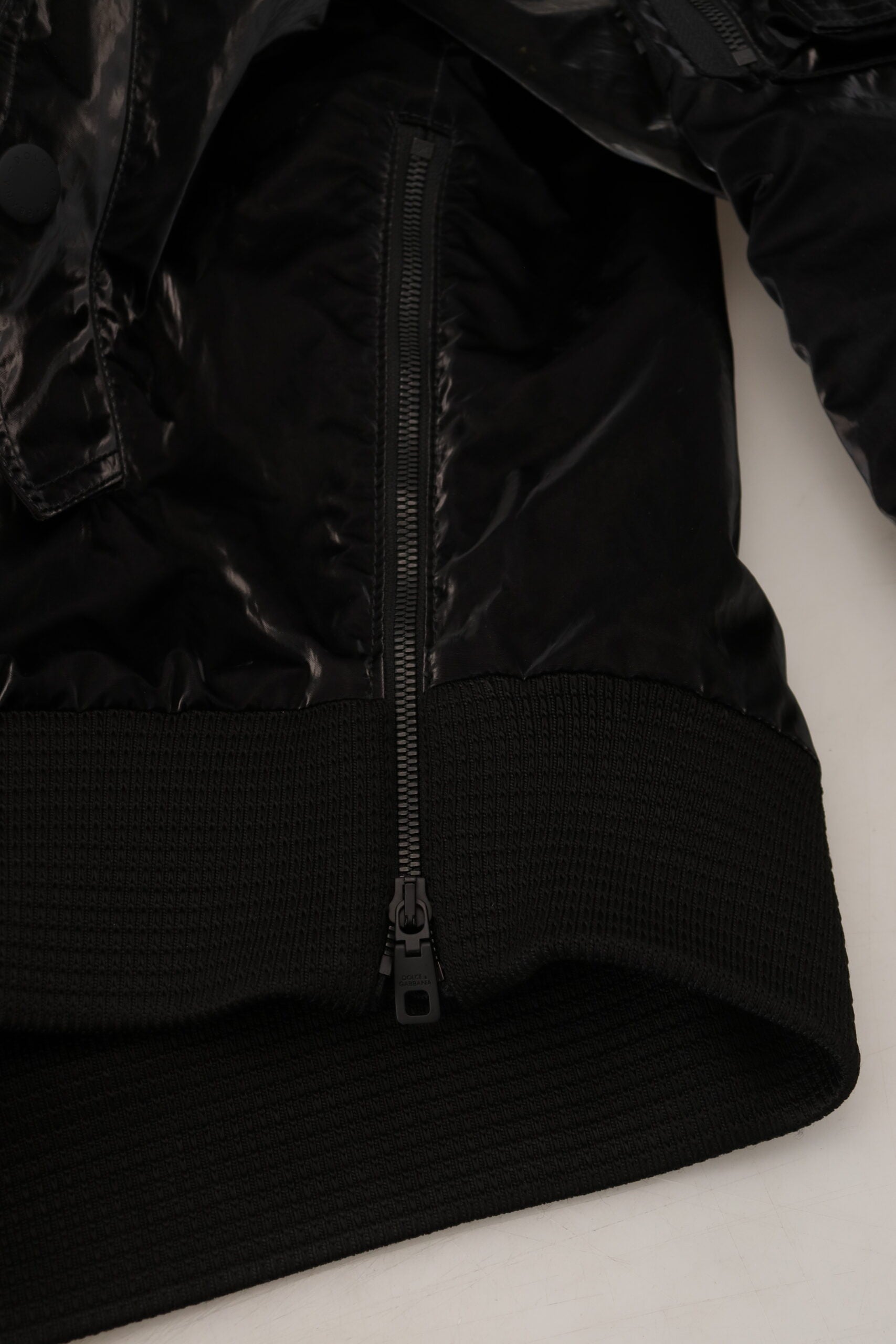 Dolce & Gabbana Jachetă elegantă cu glugă bomber neagră