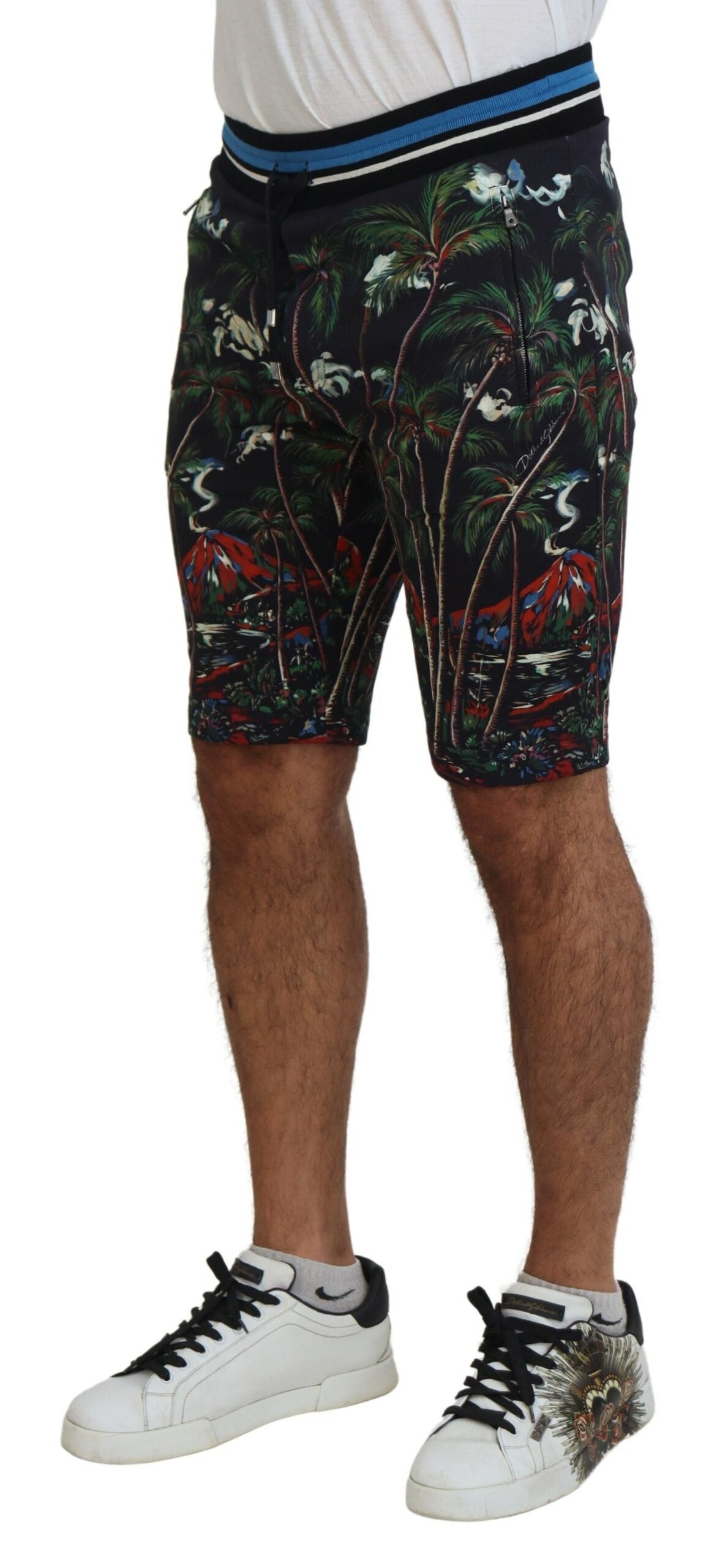 Pantaloni scurți casual până la genunchi cu imprimeu vulcan Dolce & Gabbana