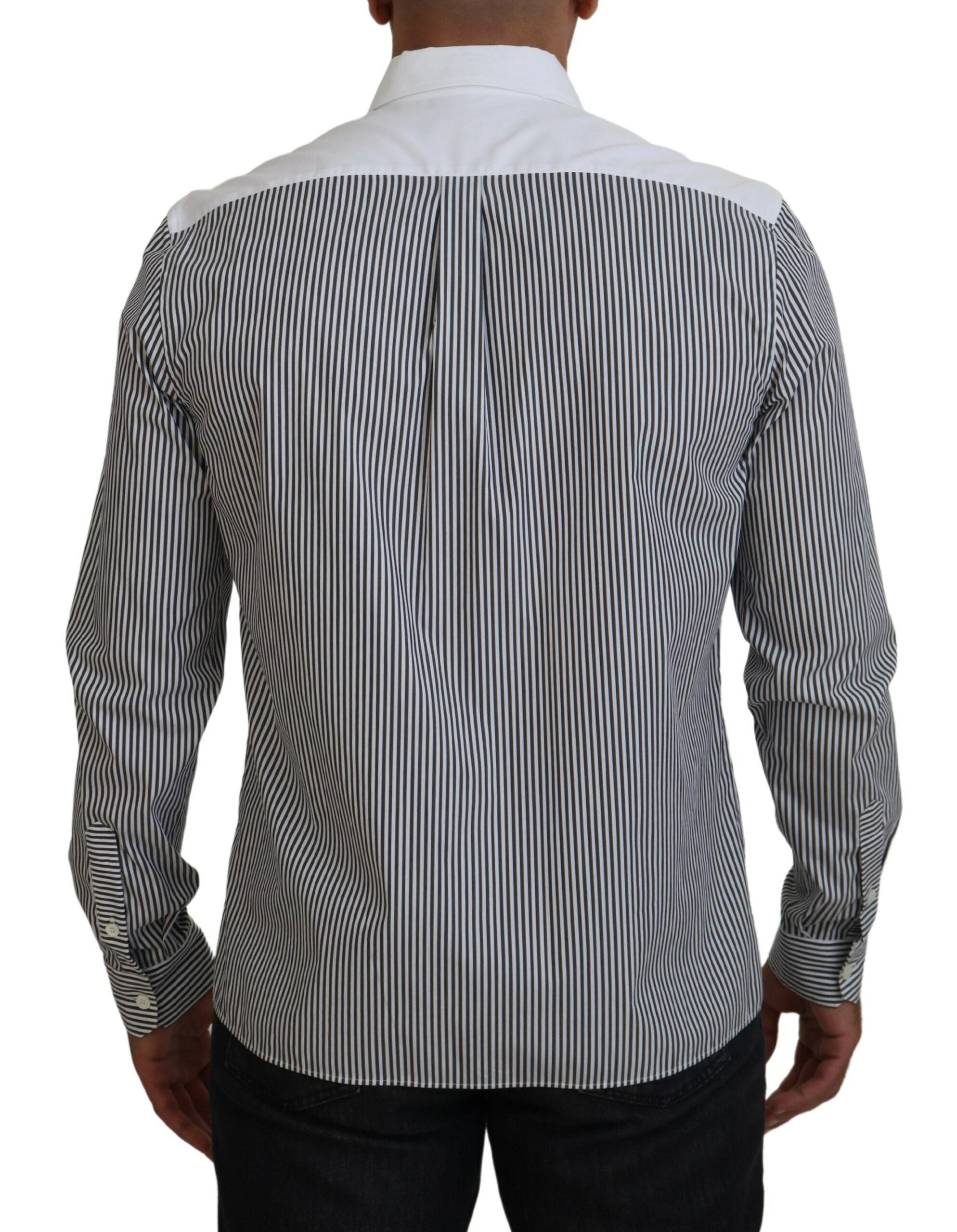 Dolce & Gabbana – Klassisches Button-Down-Hemd mit schwarzen und weißen Streifen