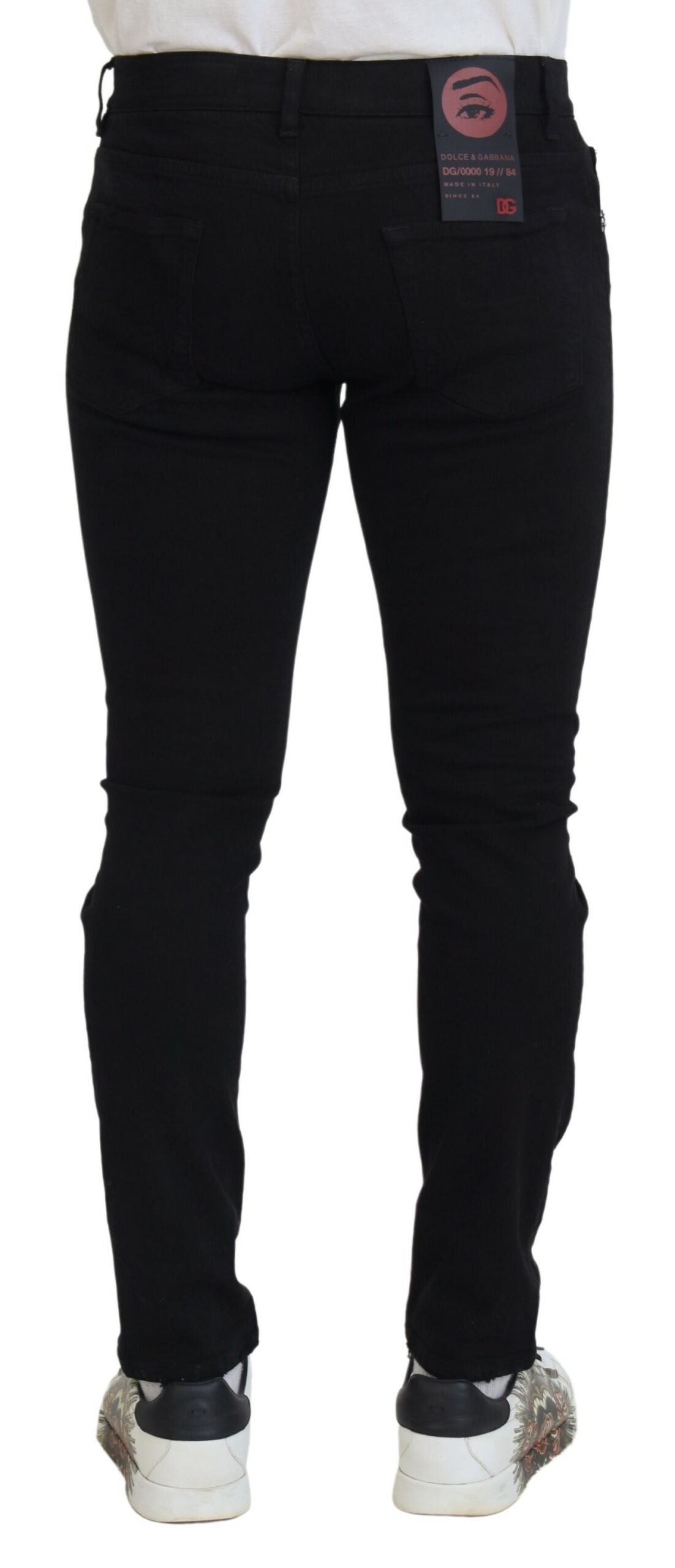 Dolce & Gabbana Svelte Schwarzer zerfetzter Slim Fit Denim