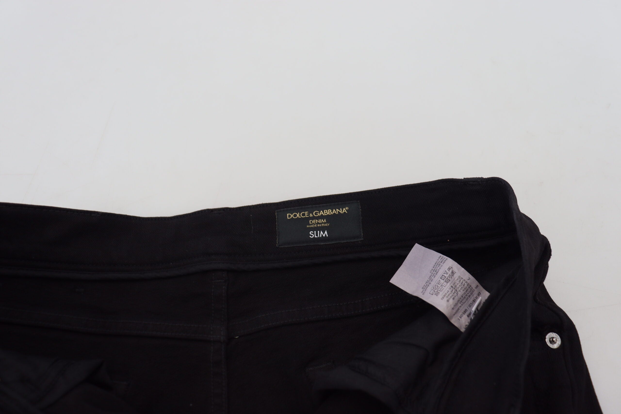 Dolce & Gabbana Svelte Schwarzer zerfetzter Slim Fit Denim