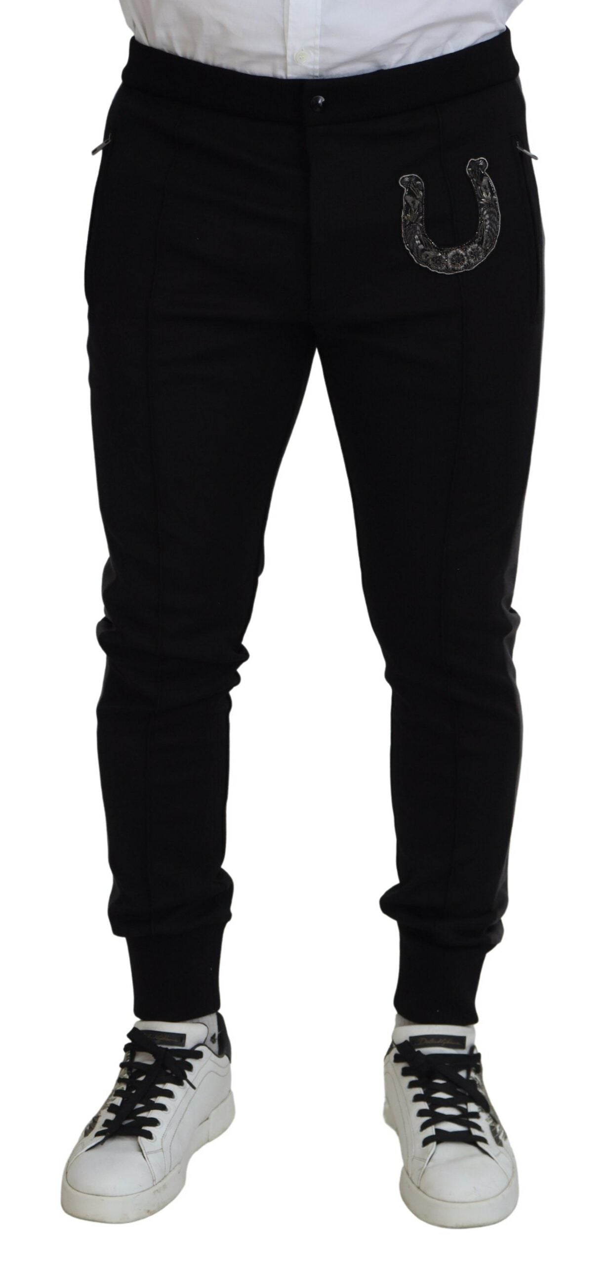 Dolce & Gabbana – Elegante schwarze Jogginghose aus luxuriöser Wollmischung