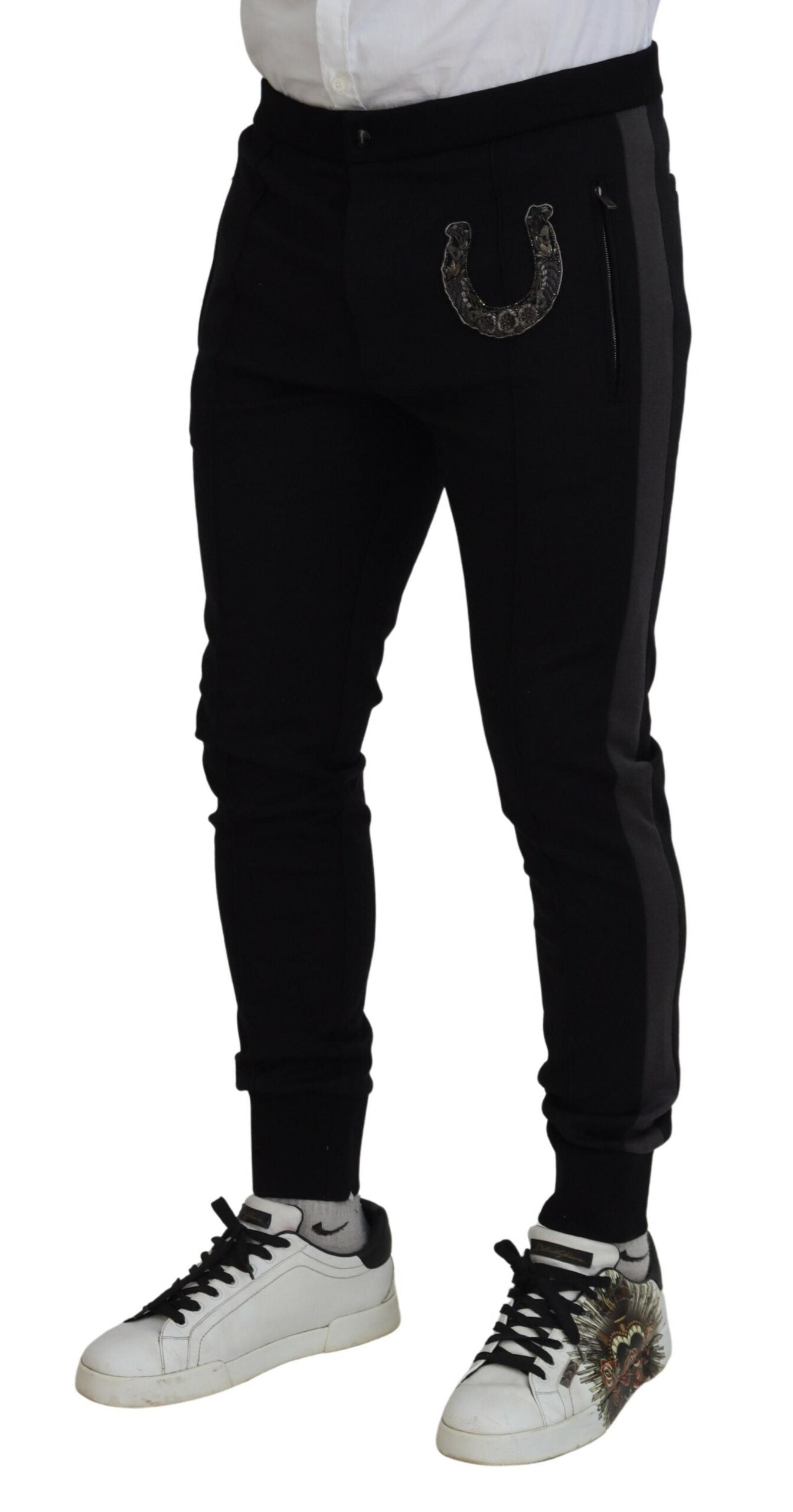 Dolce & Gabbana – Elegante schwarze Jogginghose aus luxuriöser Wollmischung