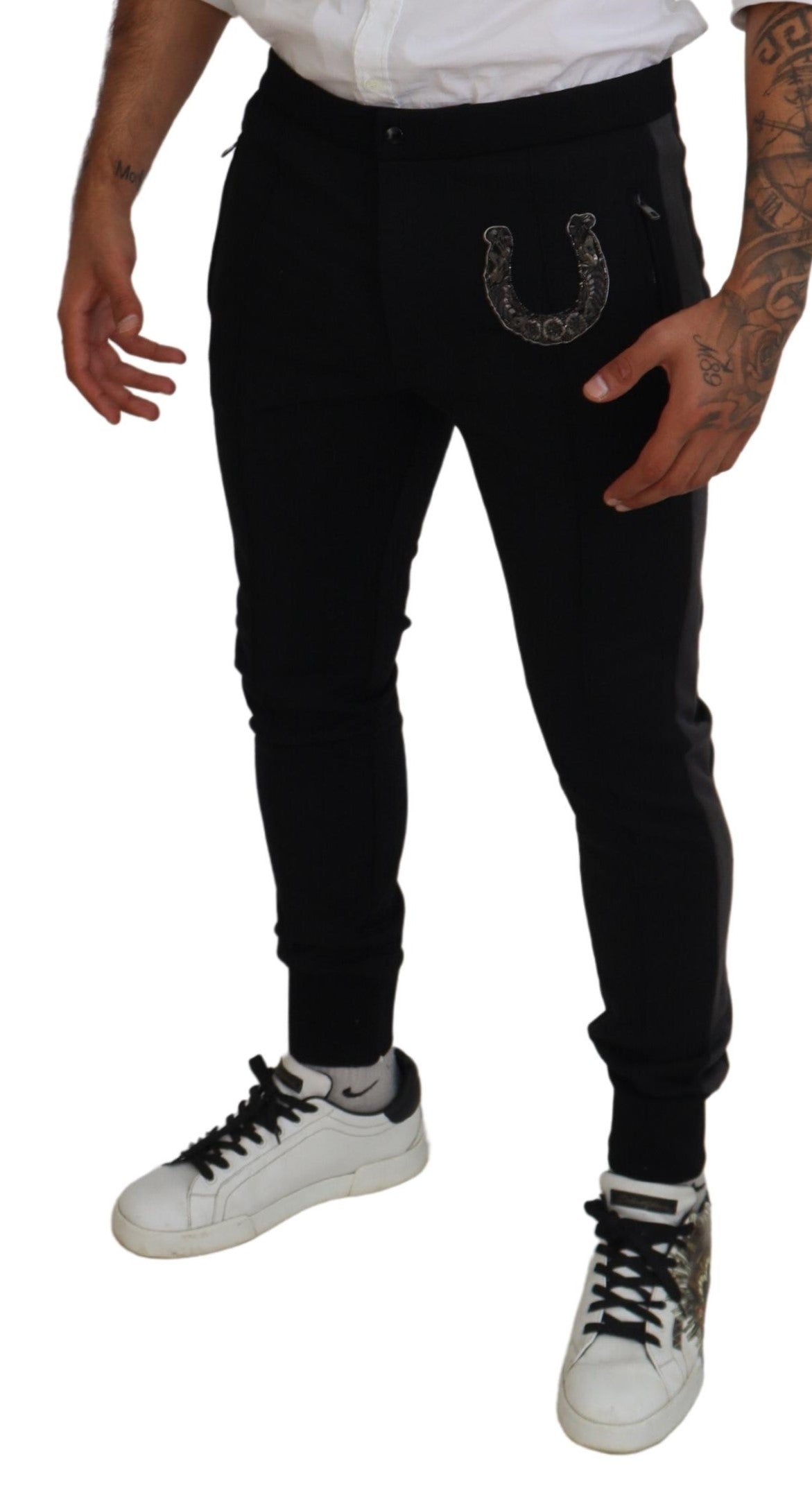 Dolce & Gabbana – Elegante schwarze Jogginghose aus luxuriöser Wollmischung