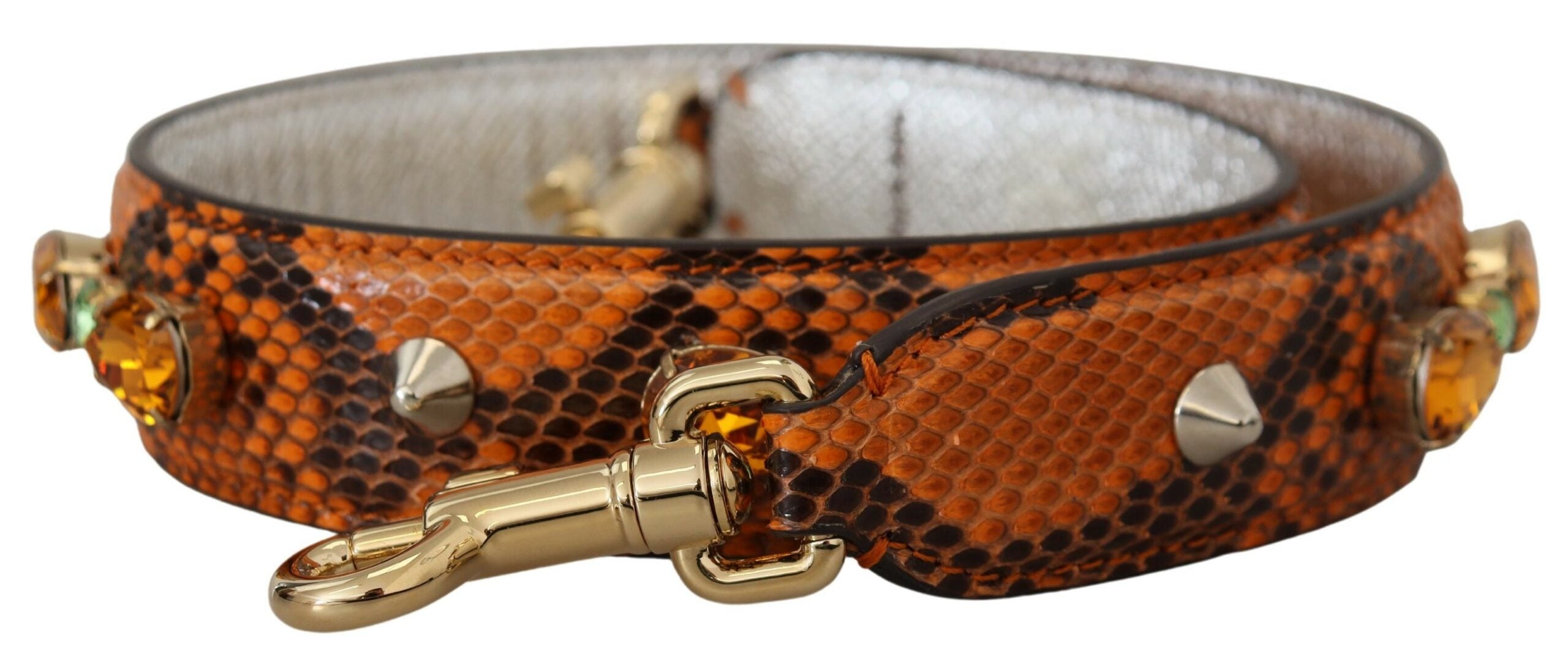 Dolce & Gabbana Schicker orangefarbener Ledertaschengurt mit goldfarbenen Verschlüssen