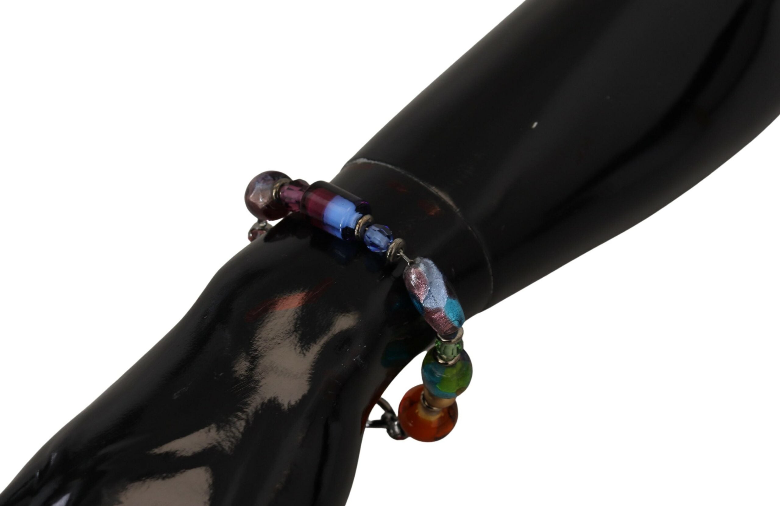 Dolce & Gabbana – Silbernes Kettenarmband mit mehrfarbigen Perlen