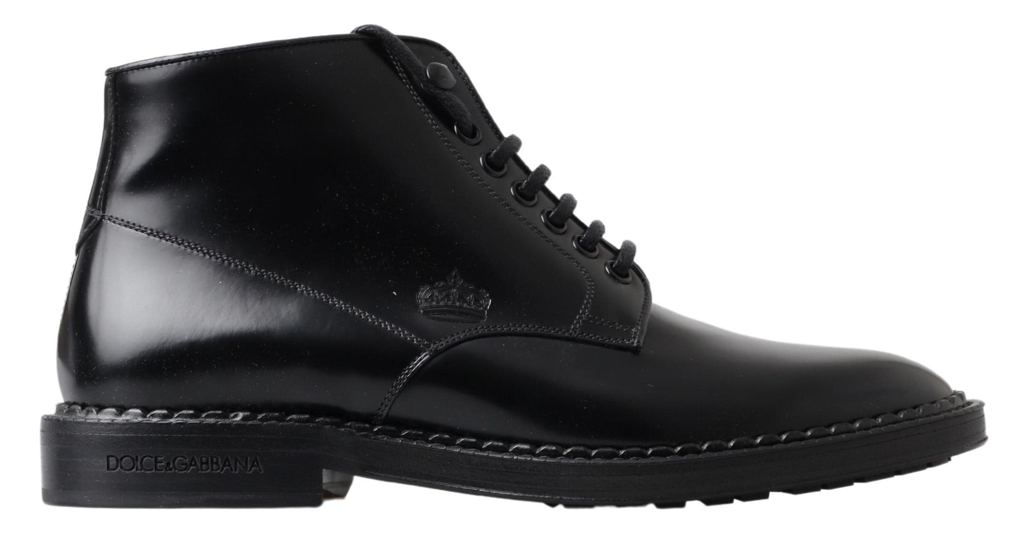 Dolce & Gabbana Elegante schwarze Leder-Herrenstiefel