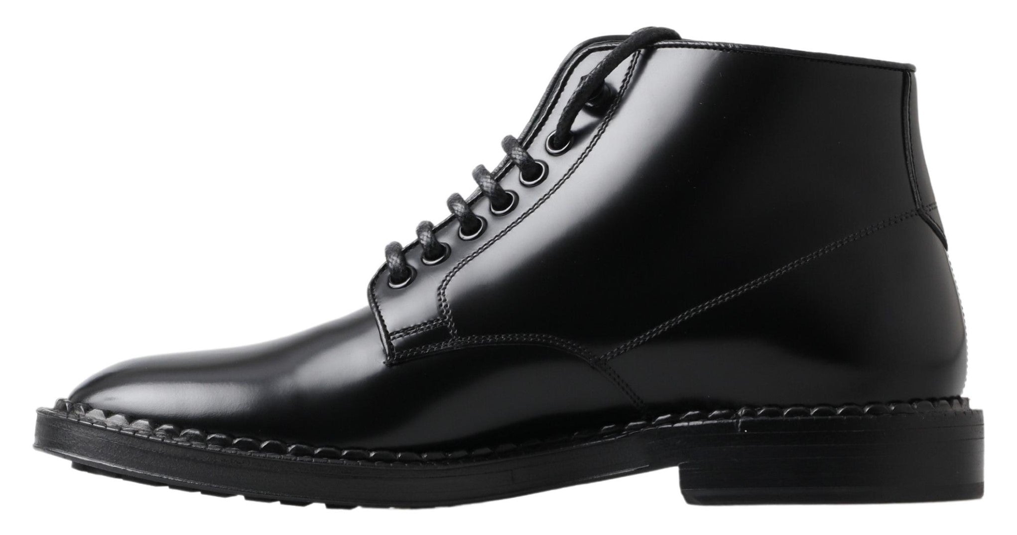 Dolce & Gabbana Elegante schwarze Leder-Herrenstiefel