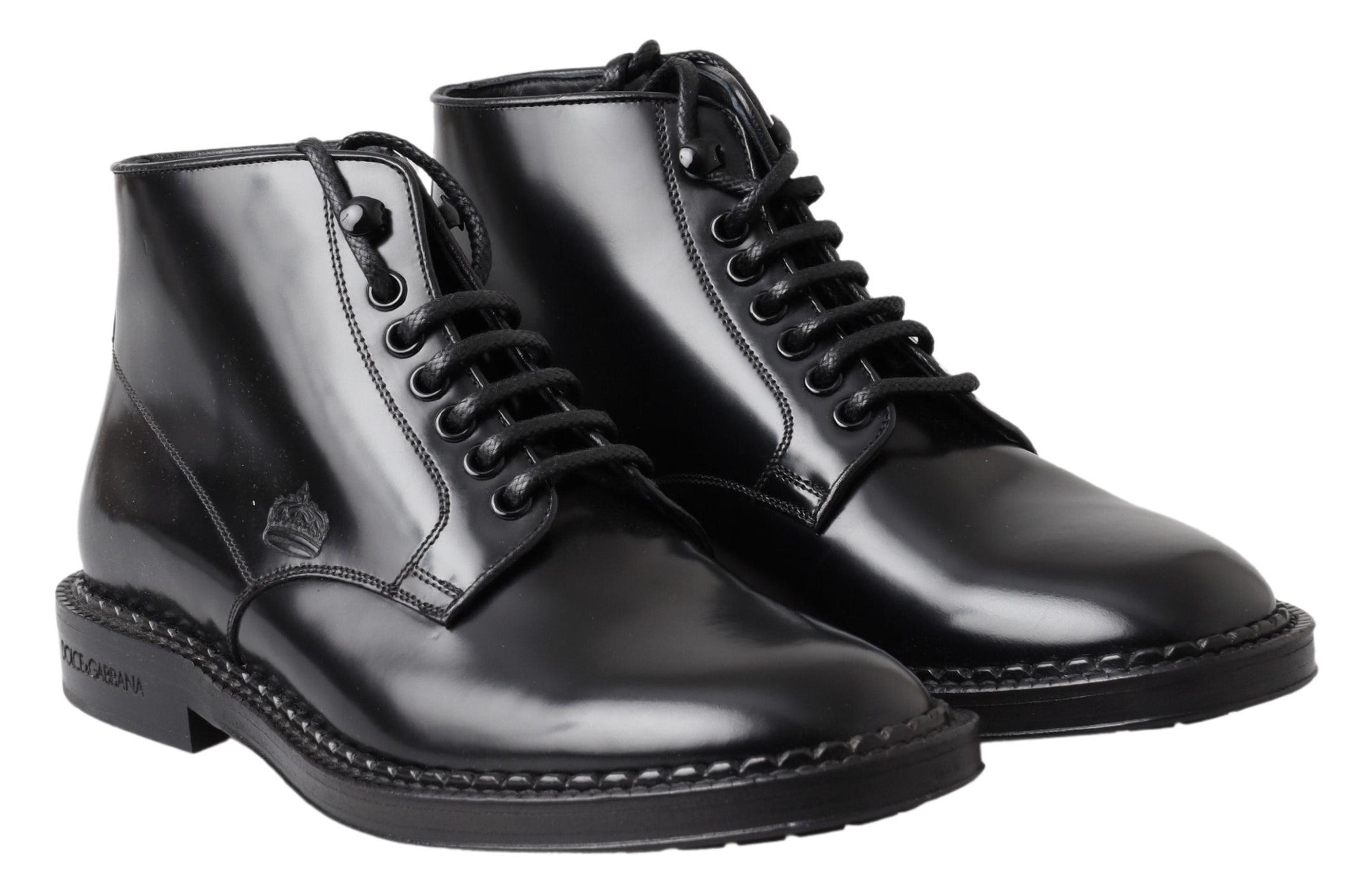Dolce & Gabbana Elegante schwarze Leder-Herrenstiefel