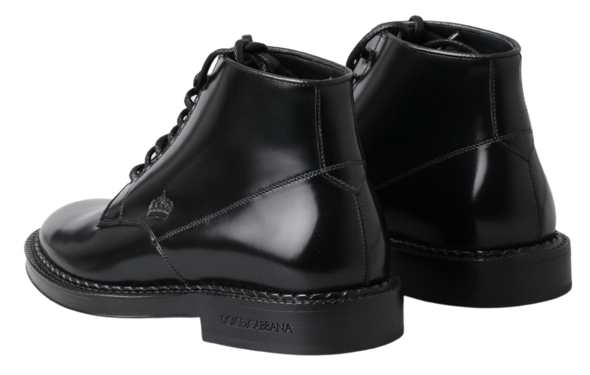 Dolce & Gabbana Elegante schwarze Leder-Herrenstiefel