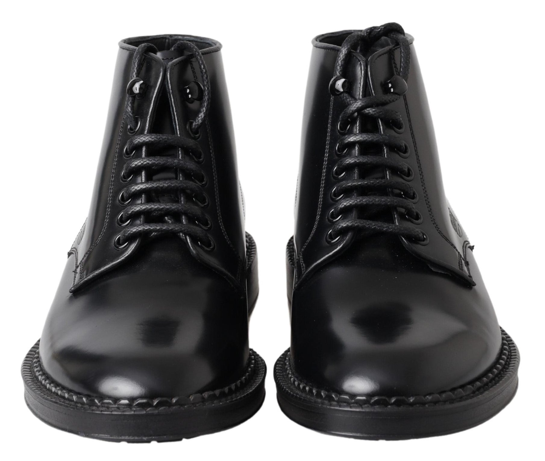 Dolce & Gabbana Elegante schwarze Leder-Herrenstiefel