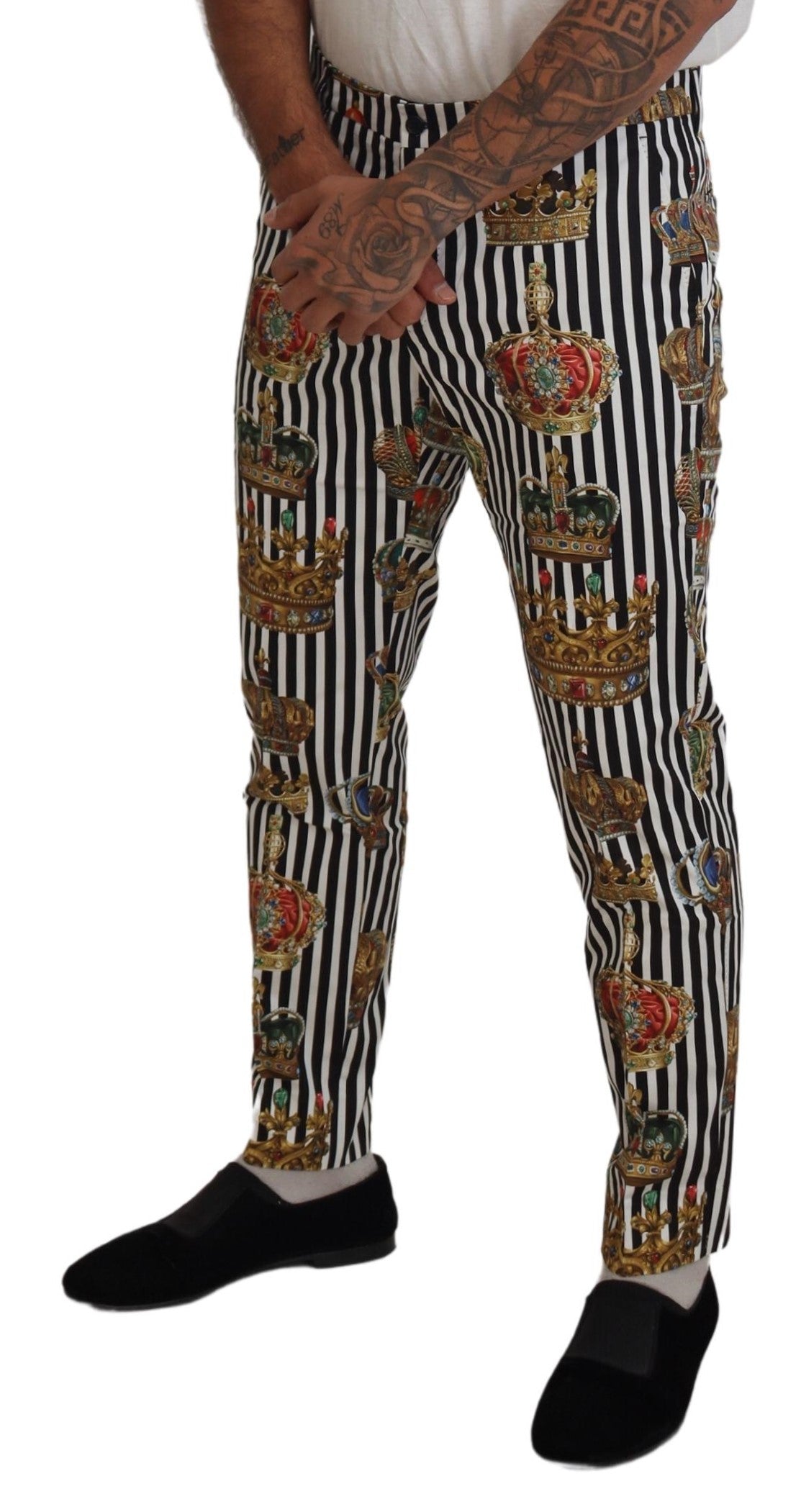 Pantaloni chino eleganți cu dungi aurii Dolce & Gabbana