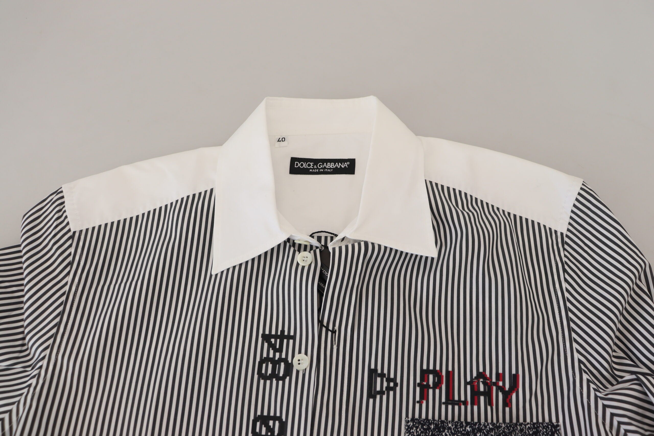 Dolce & Gabbana Slim Fit Gestreiftes Freizeithemd mit Kanalmotiv