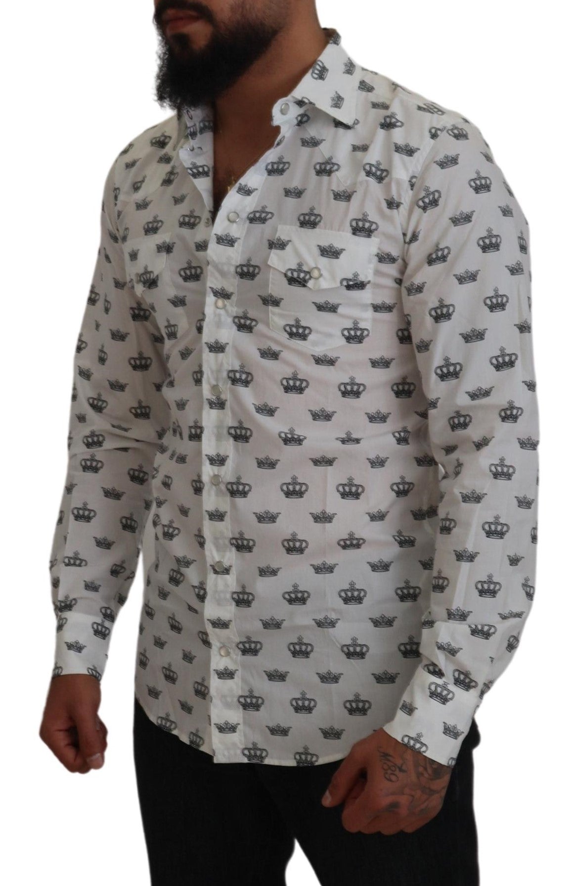Dolce & Gabbana Slim Fit Hemd mit Kronen-Print