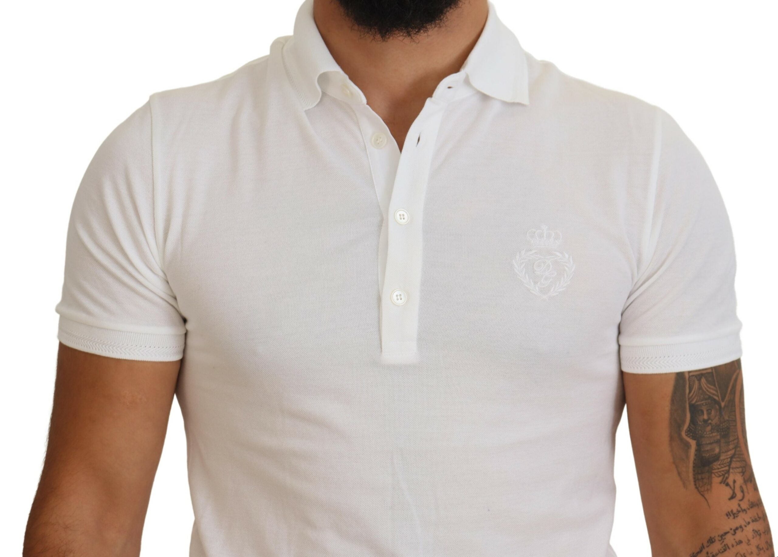 Dolce & Gabbana Tricou polo elegant din amestec de bumbac alb