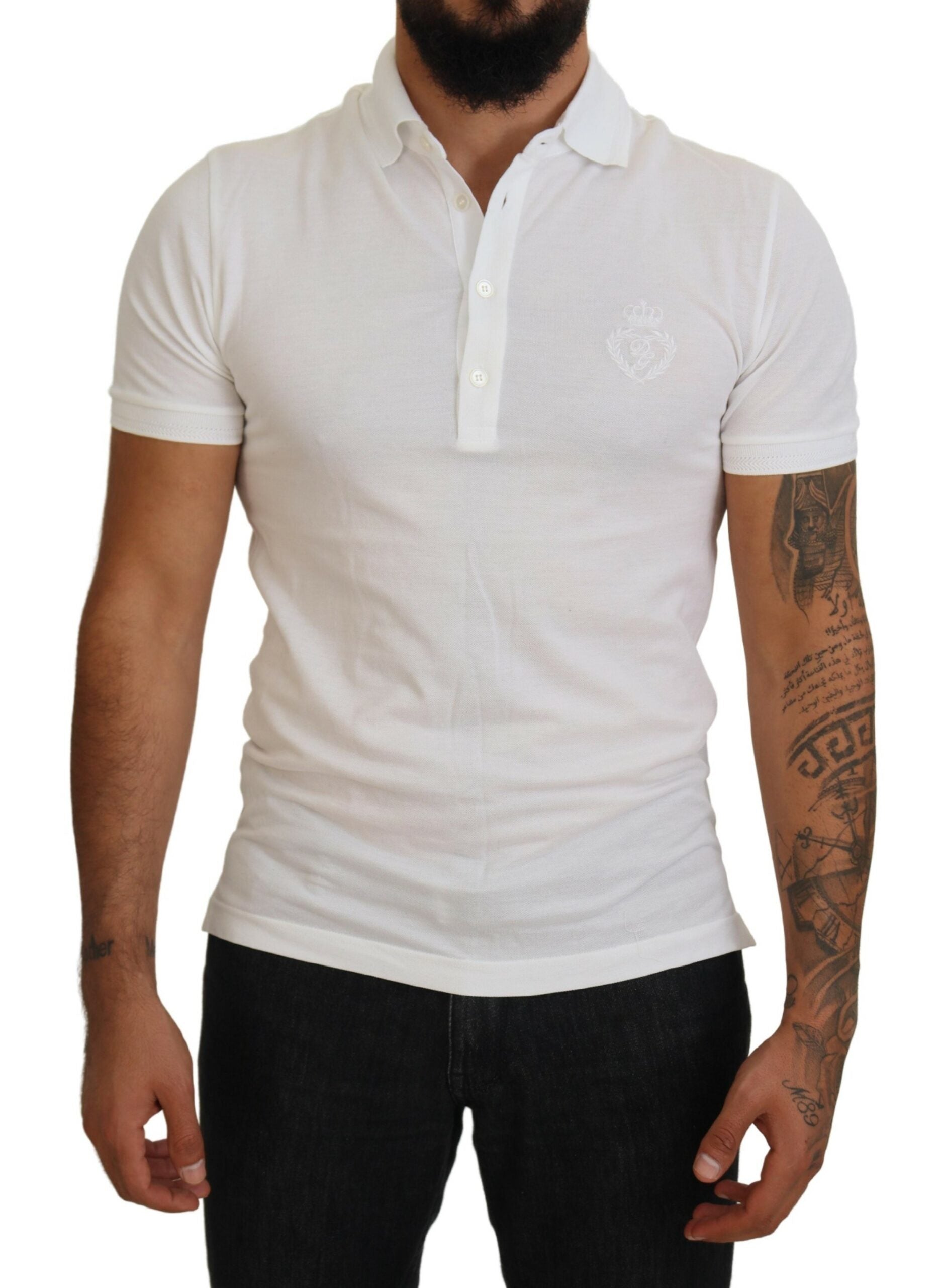 Dolce & Gabbana Tricou polo elegant din amestec de bumbac alb