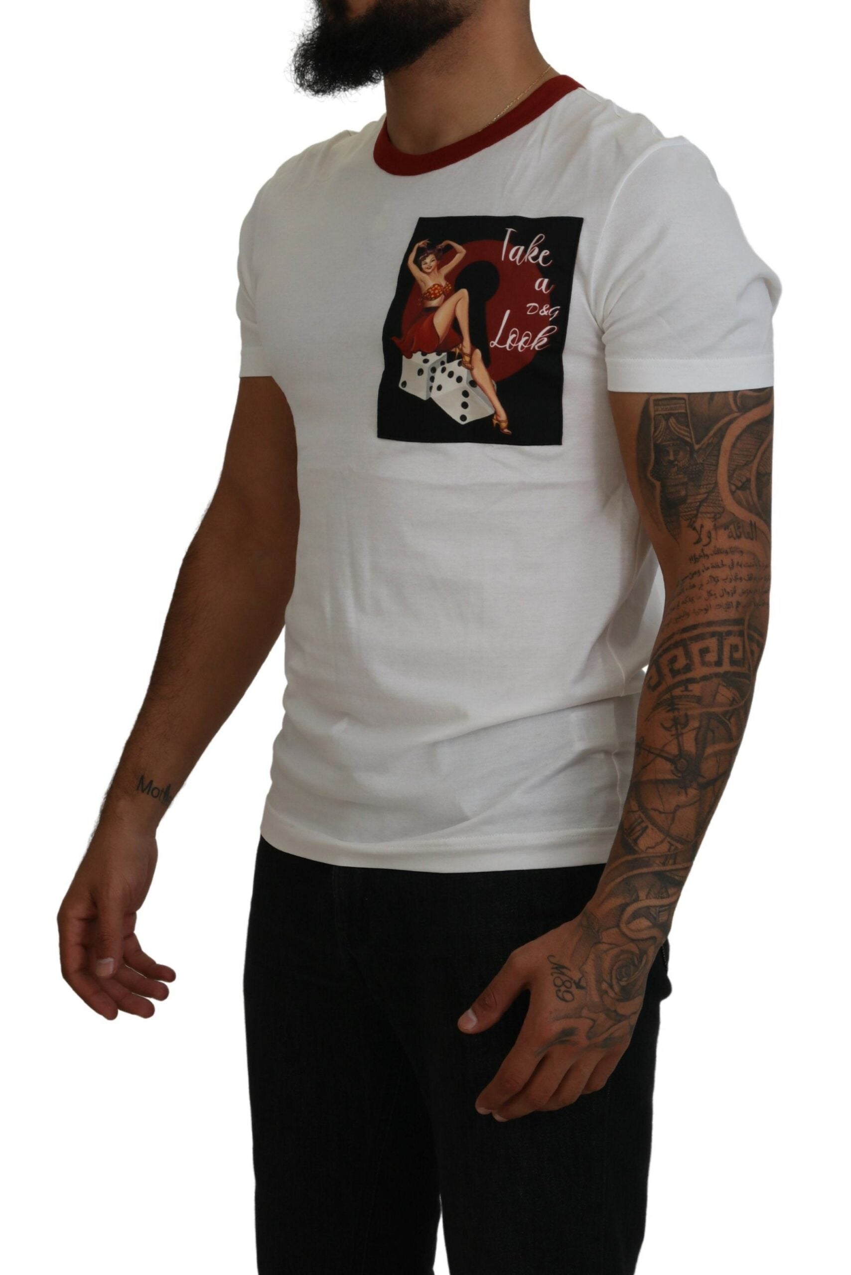 Dolce & Gabbana – Elegantes weißes Baumwoll-T-Shirt mit Rundhalsausschnitt