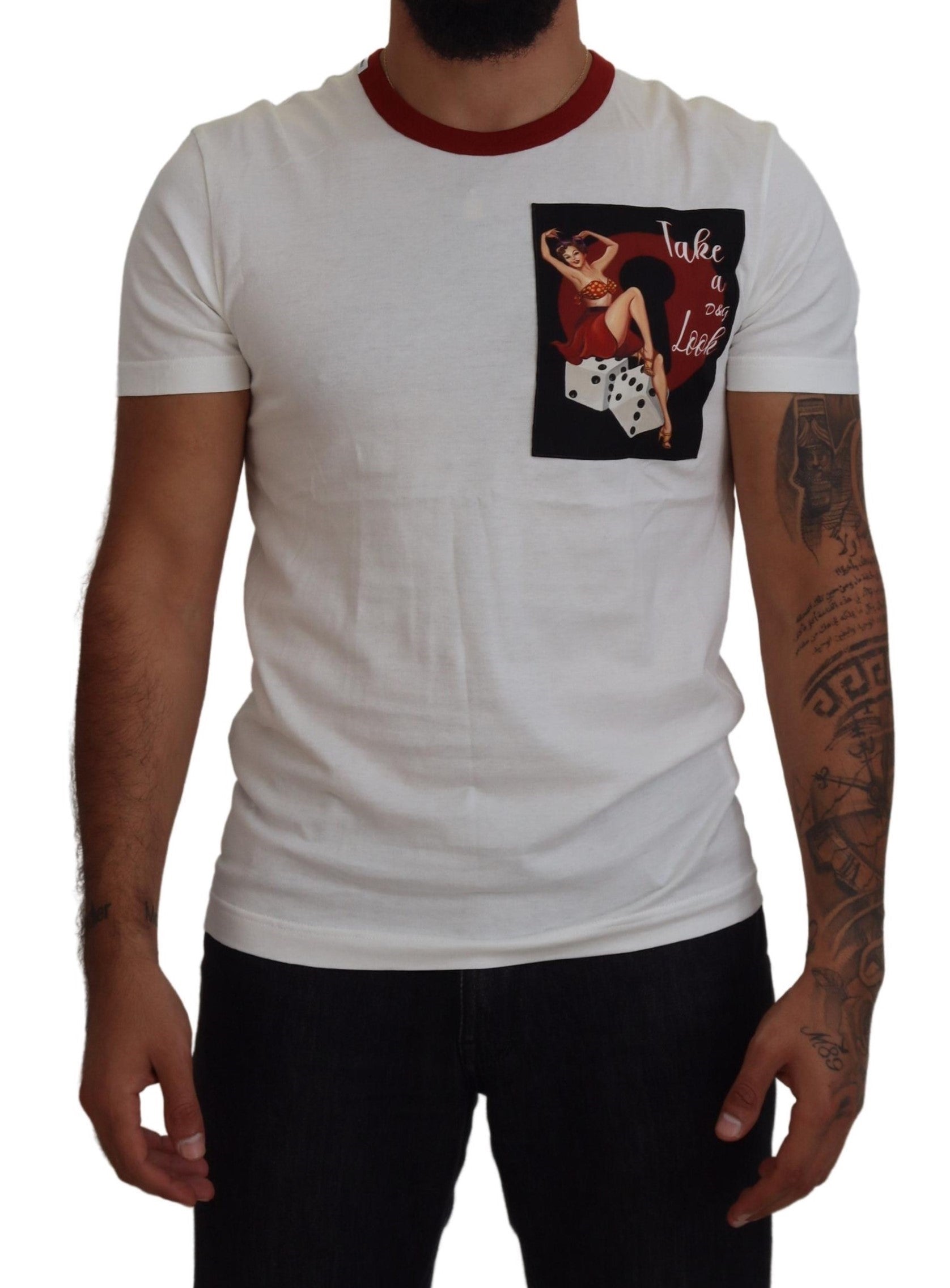 Dolce & Gabbana – Elegantes weißes Baumwoll-T-Shirt mit Rundhalsausschnitt