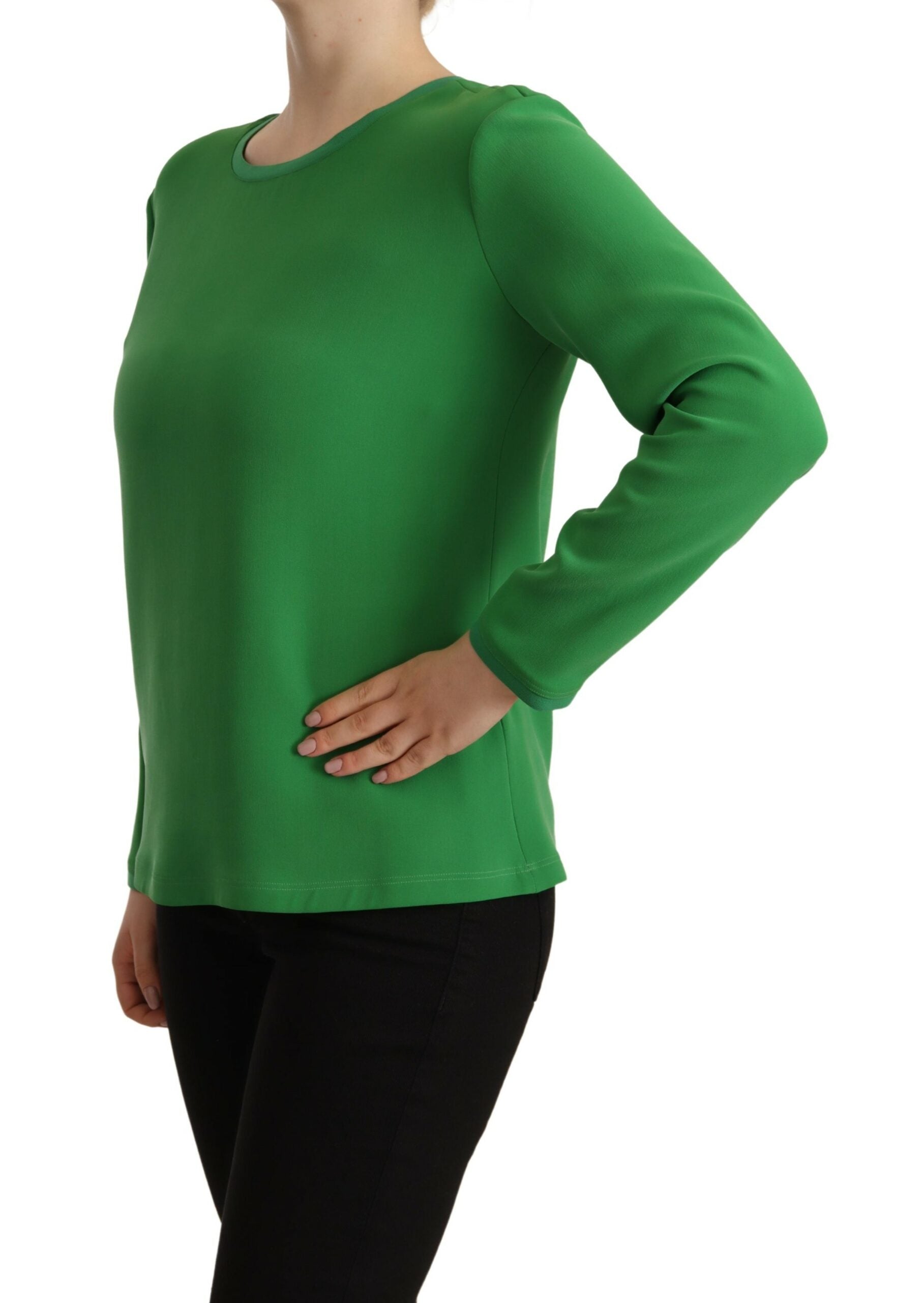 Pulover elegant cu mânecă lungă din mătase Armani, verde intens