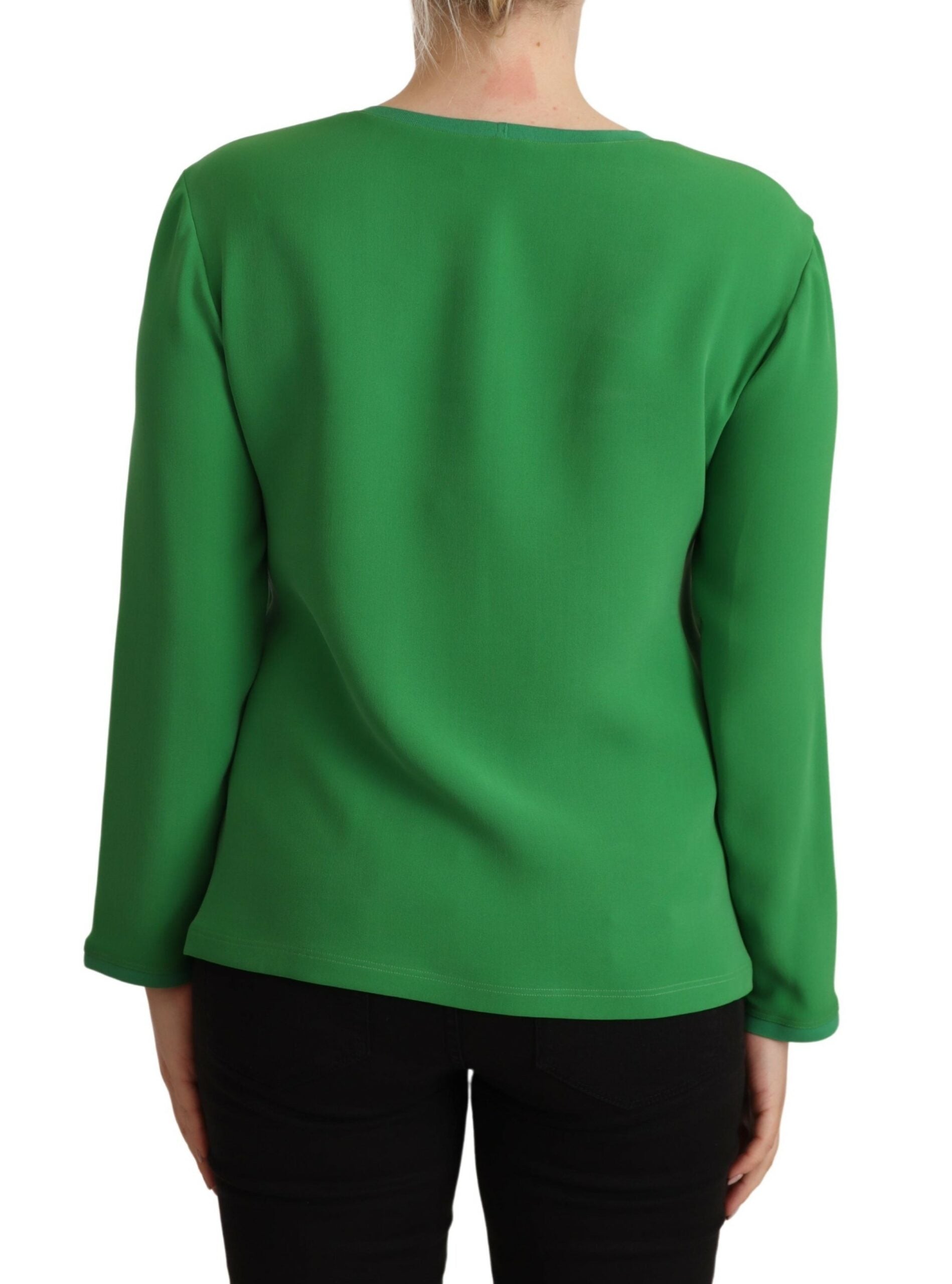 Pulover elegant cu mânecă lungă din mătase Armani, verde intens