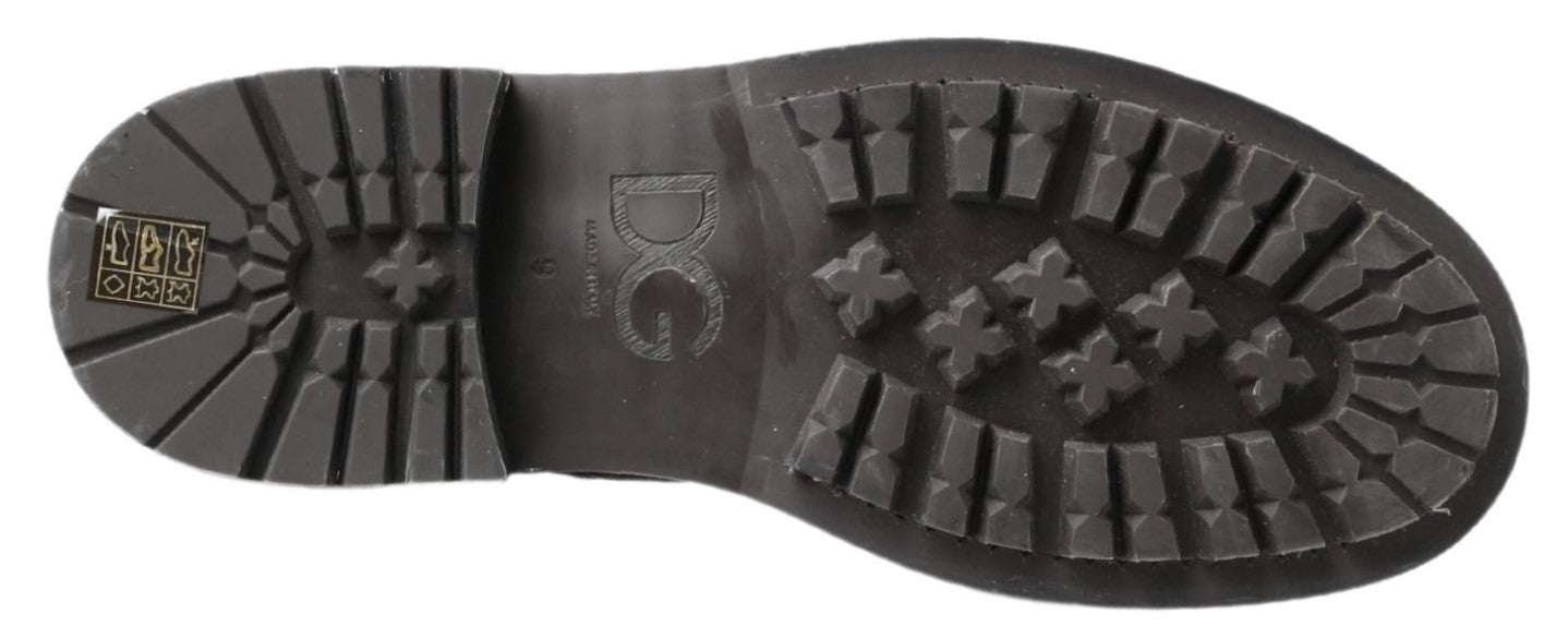 Dolce & Gabbana Schicke schwarze Schnürstiefel mit grau-weißem Farbverlauf