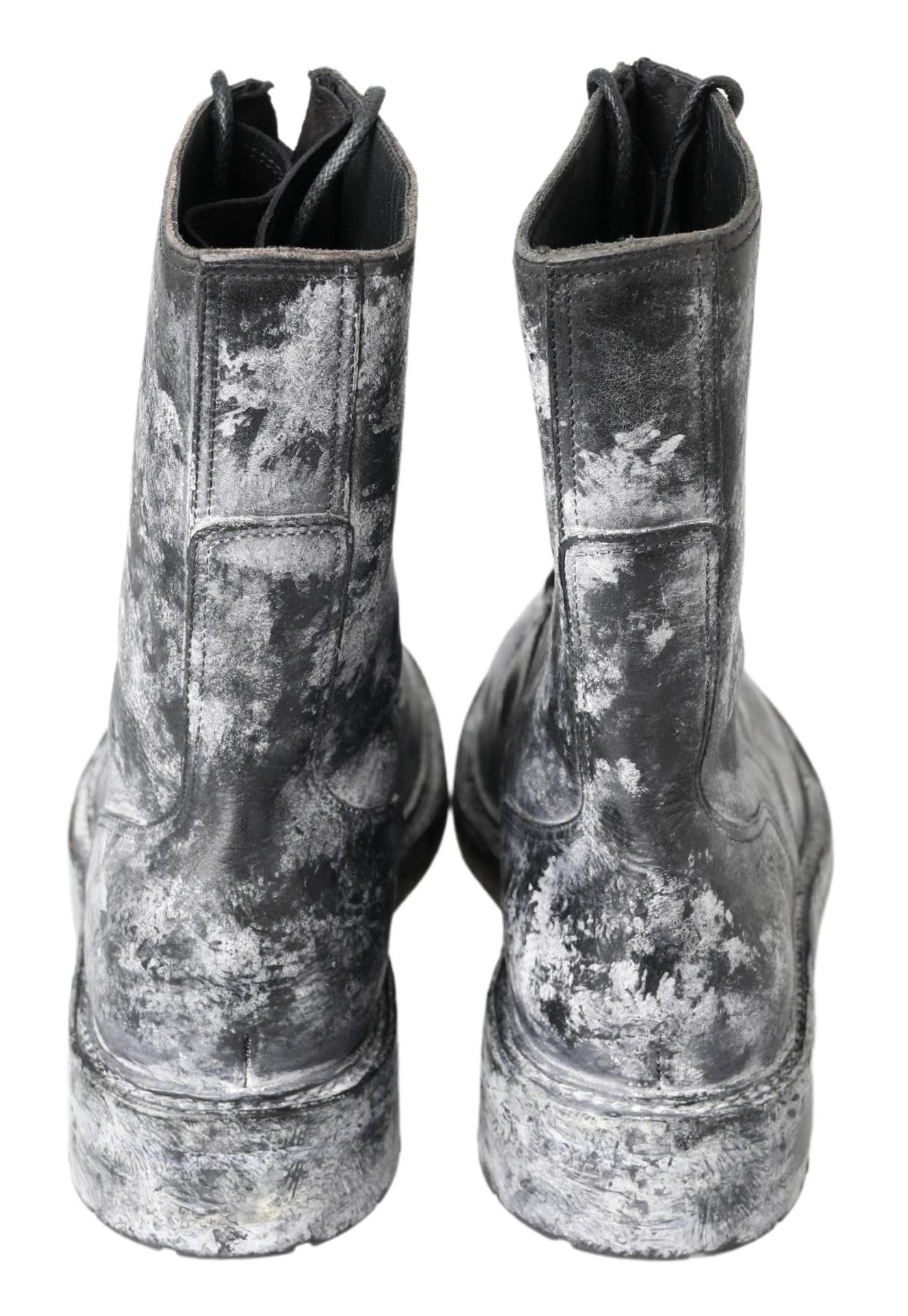 Dolce & Gabbana Schicke schwarze Schnürstiefel mit grau-weißem Farbverlauf