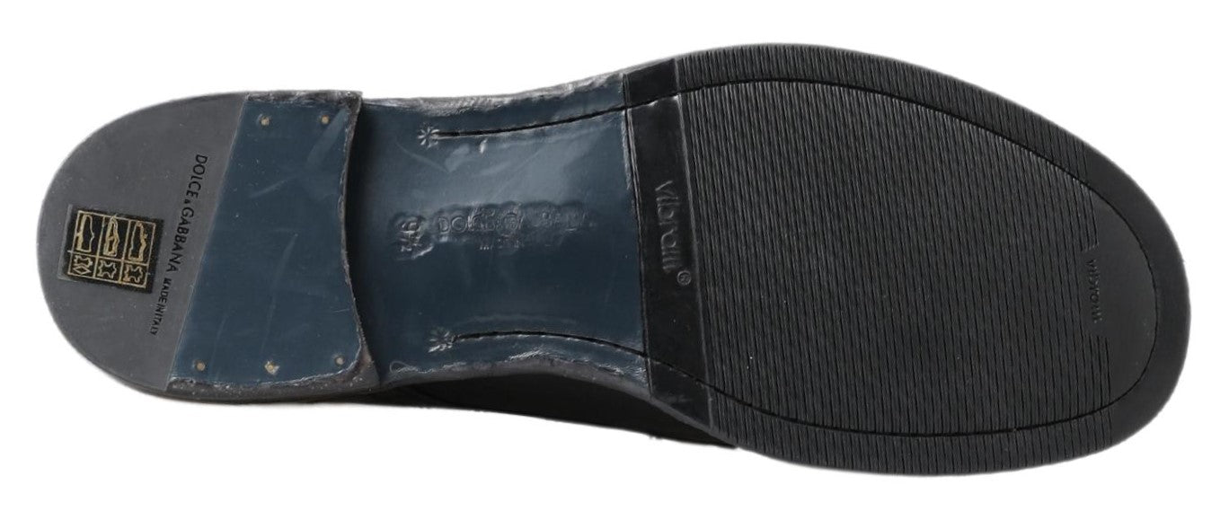 Dolce & Gabbana – Equisite – Schwarze Lederstiefel zum Schnüren