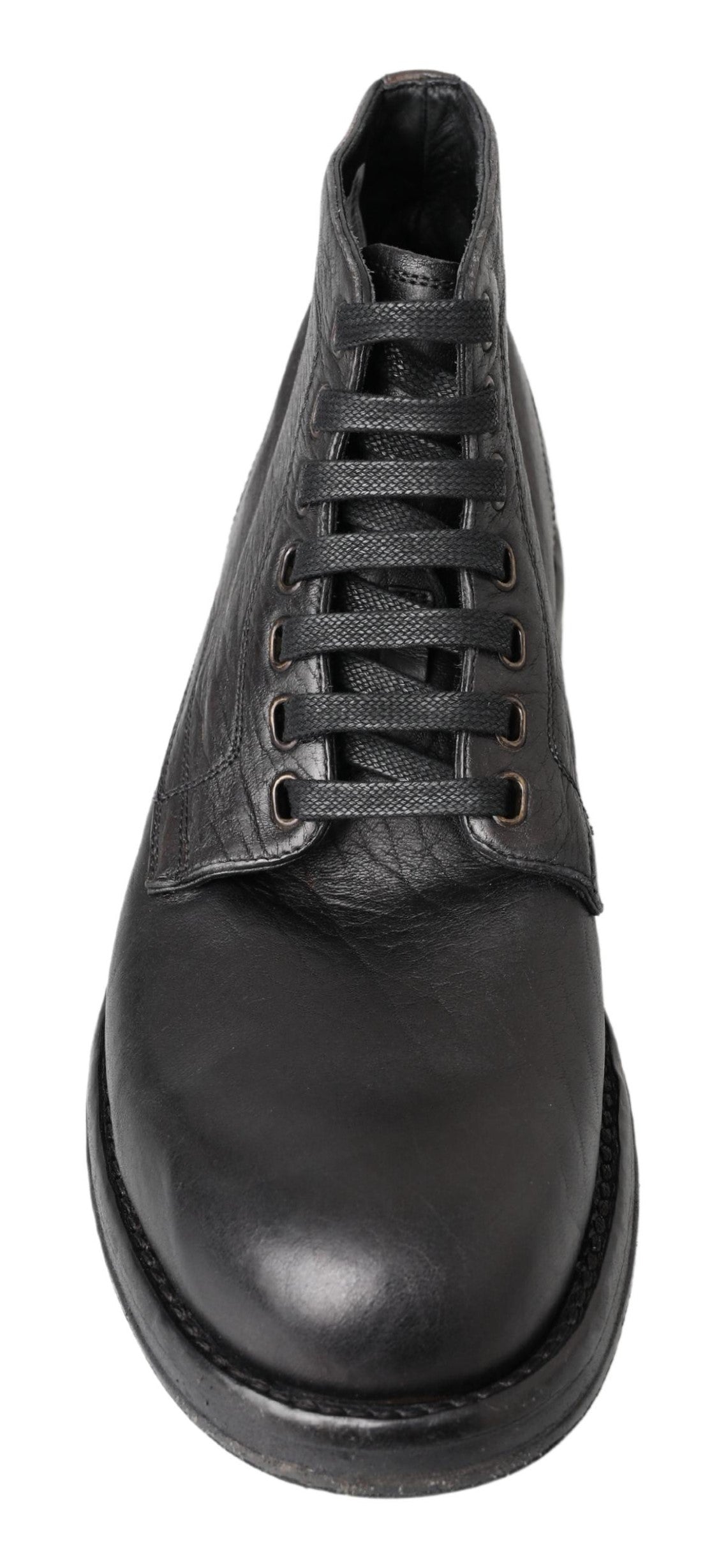 Dolce & Gabbana – Equisite – Schwarze Lederstiefel zum Schnüren