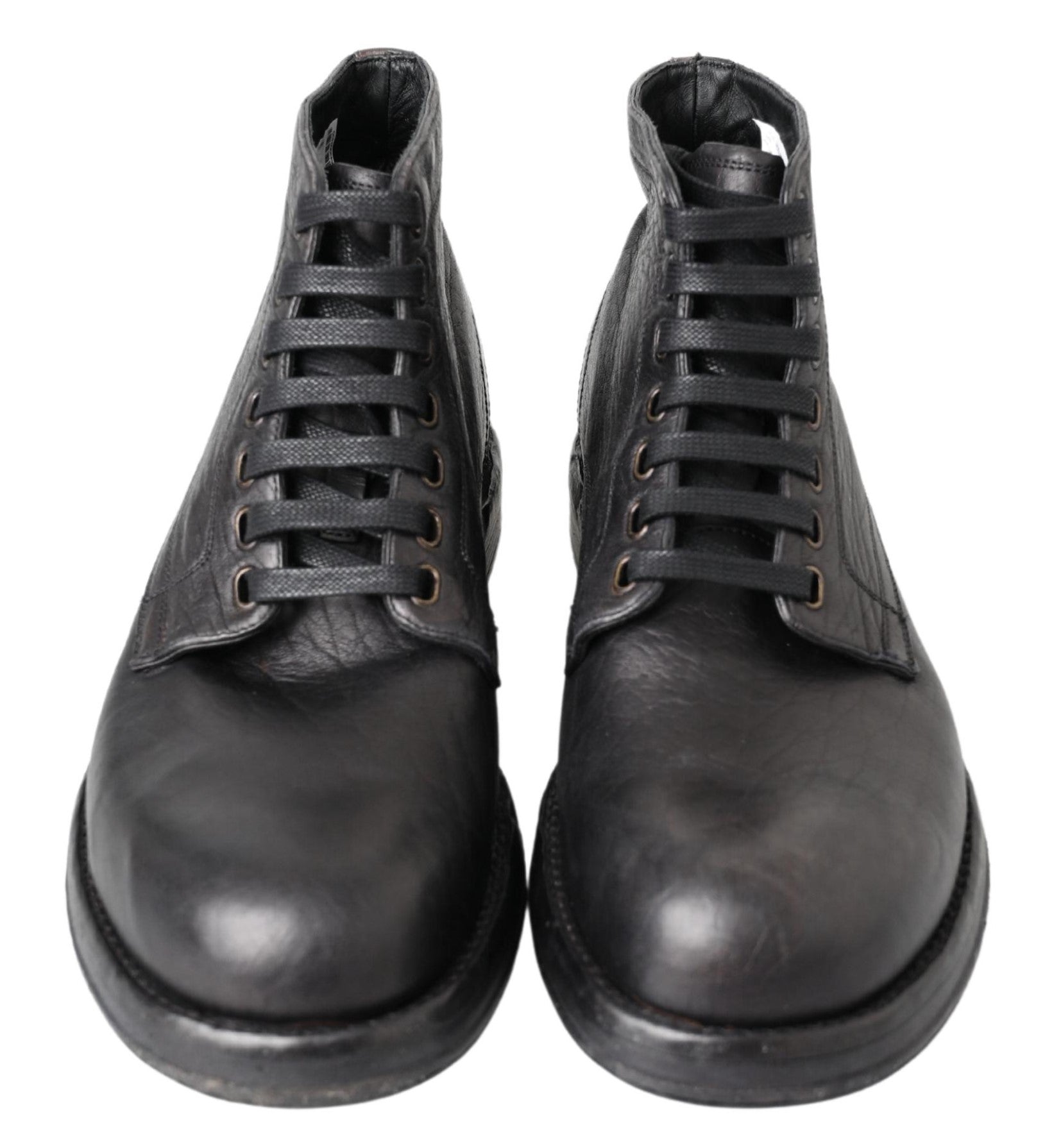 Dolce & Gabbana – Equisite – Schwarze Lederstiefel zum Schnüren