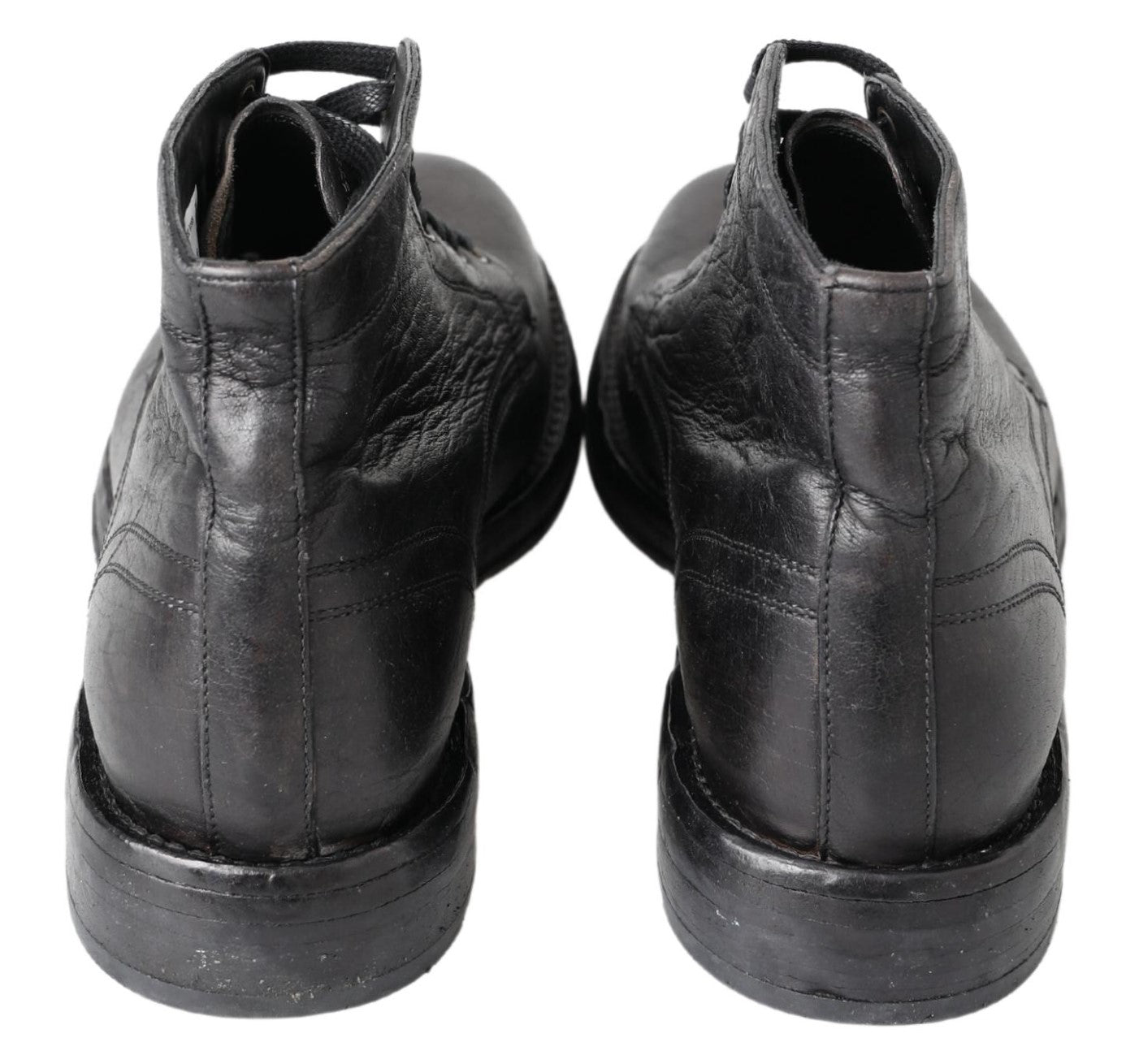 Dolce & Gabbana – Equisite – Schwarze Lederstiefel zum Schnüren