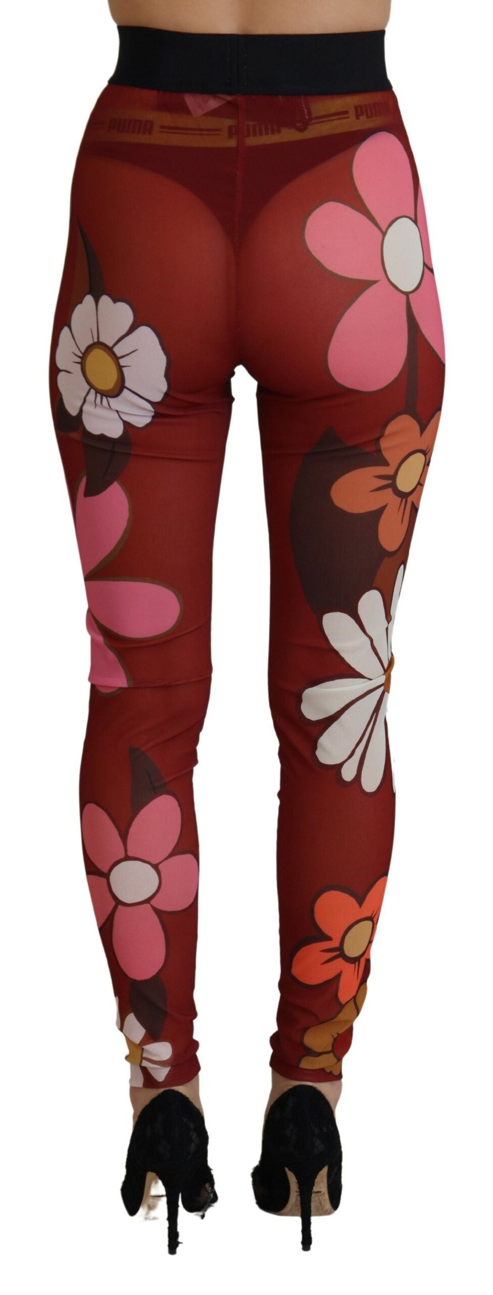 Dolce & Gabbana – Rote Leggings mit Blumenmuster und hoher Taille
