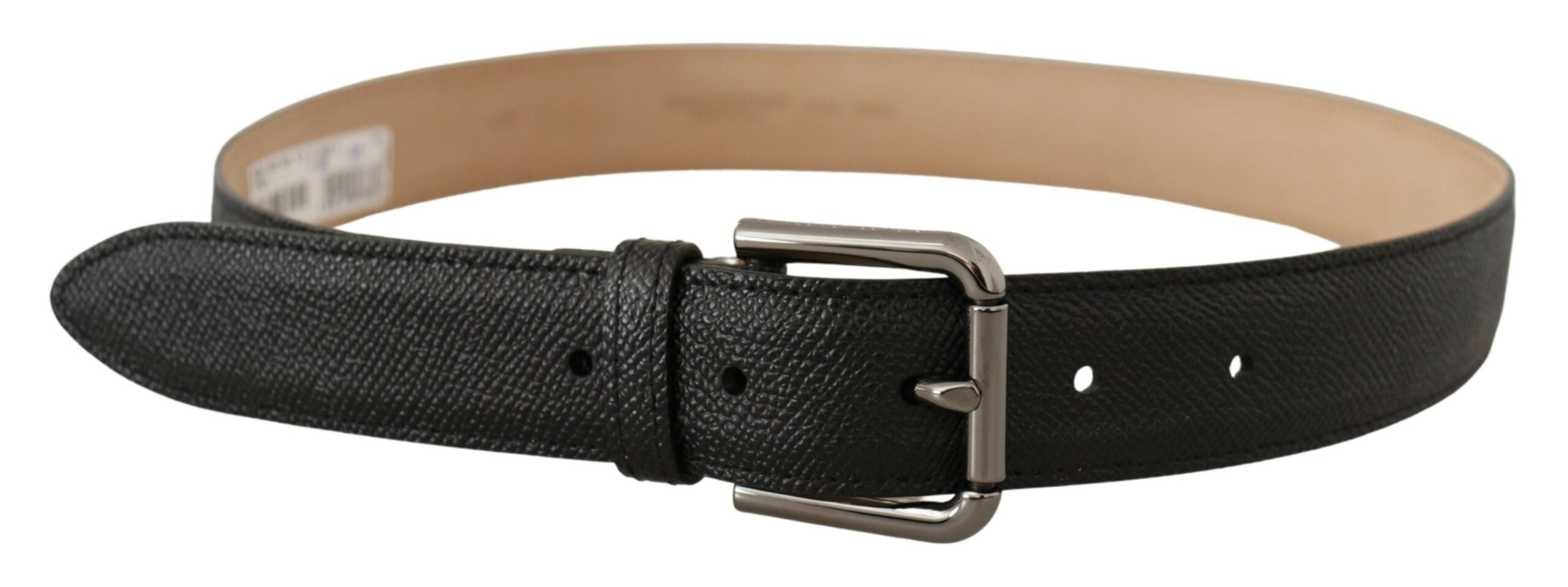 Curea elegantă din piele neagră Dolce & Gabbana cu cataramă metalică