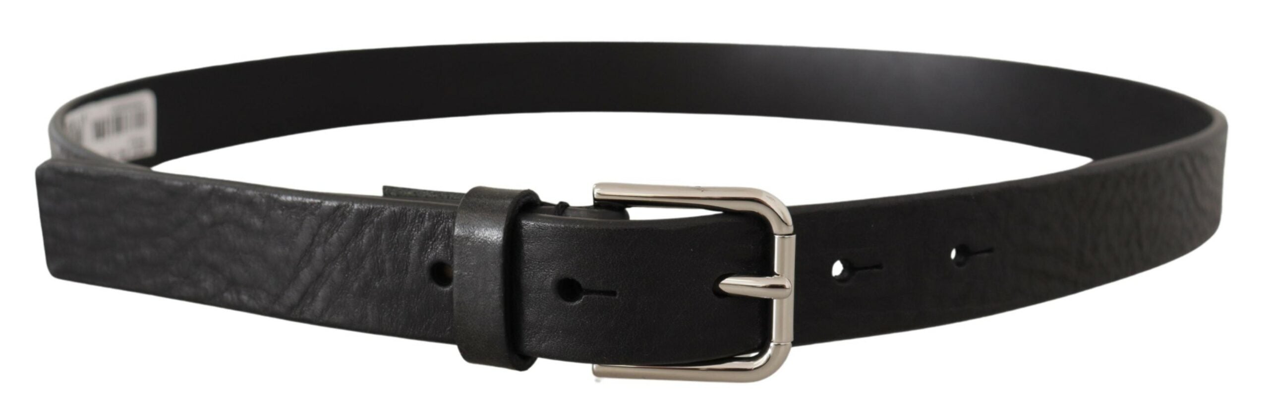 Curea elegantă din piele neagră Dolce & Gabbana cu cataramă metalică