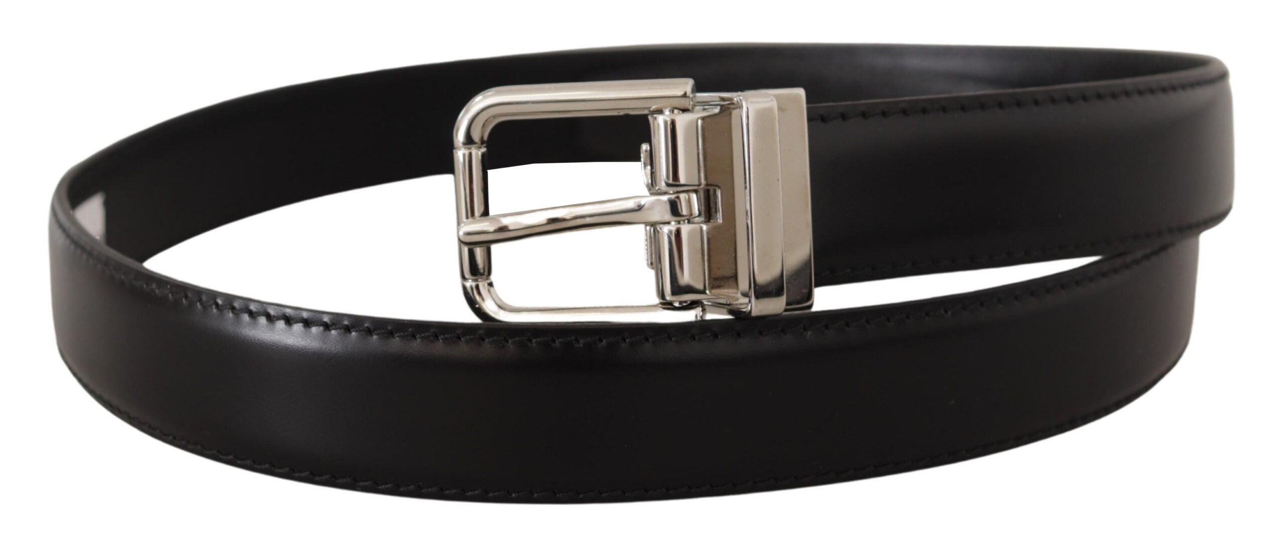 Curea Dolce & Gabbana Sleek din piele neagră cu cataramă metalică