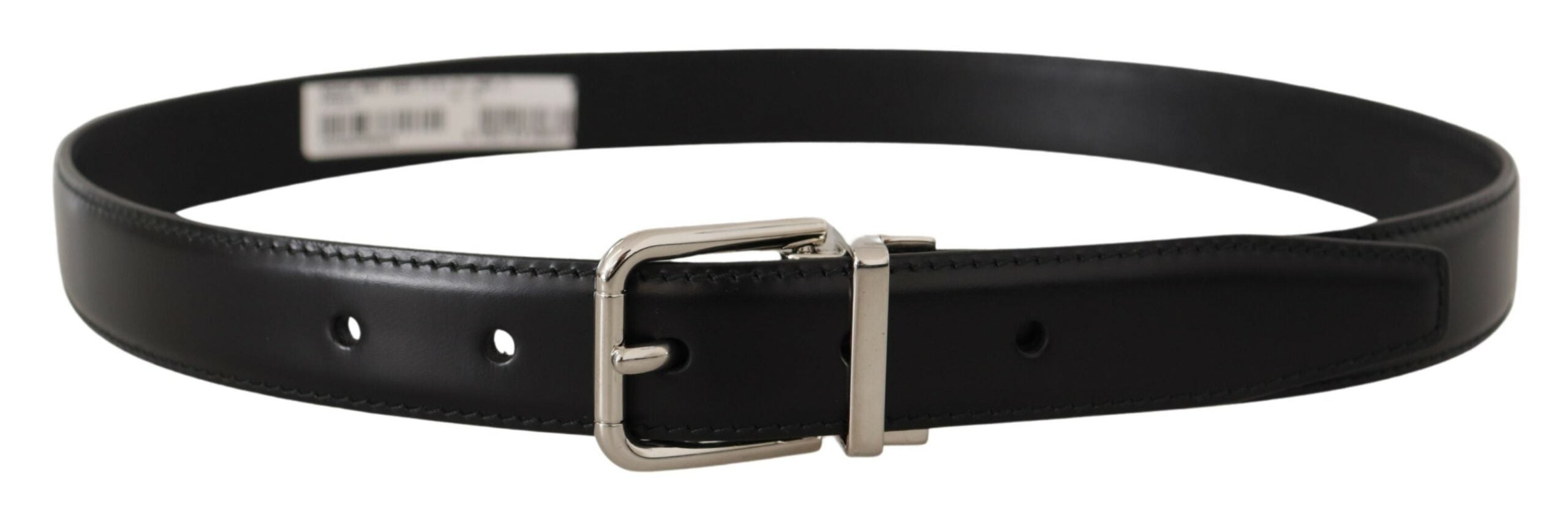 Curea Dolce & Gabbana Sleek din piele neagră cu cataramă metalică