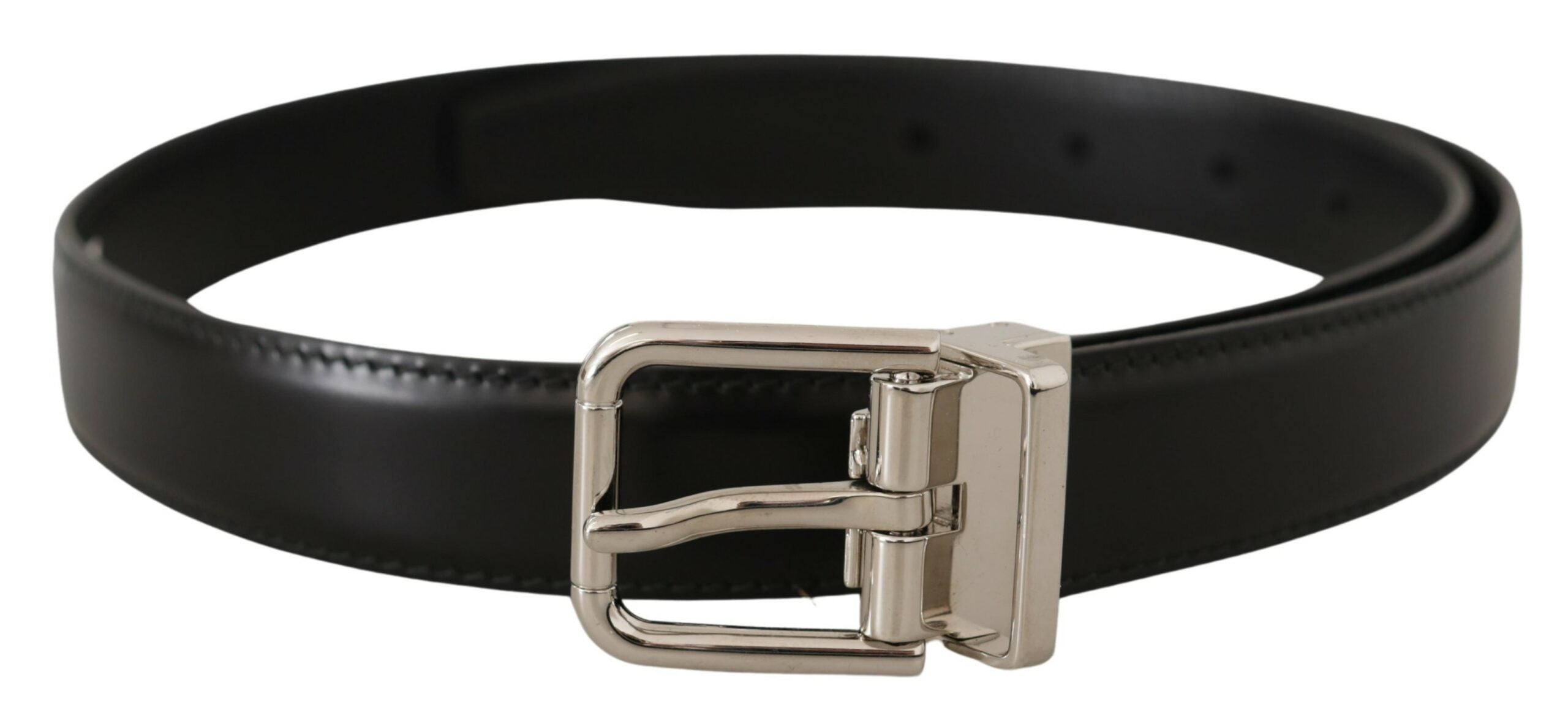 Curea Dolce & Gabbana Sleek din piele neagră cu cataramă metalică